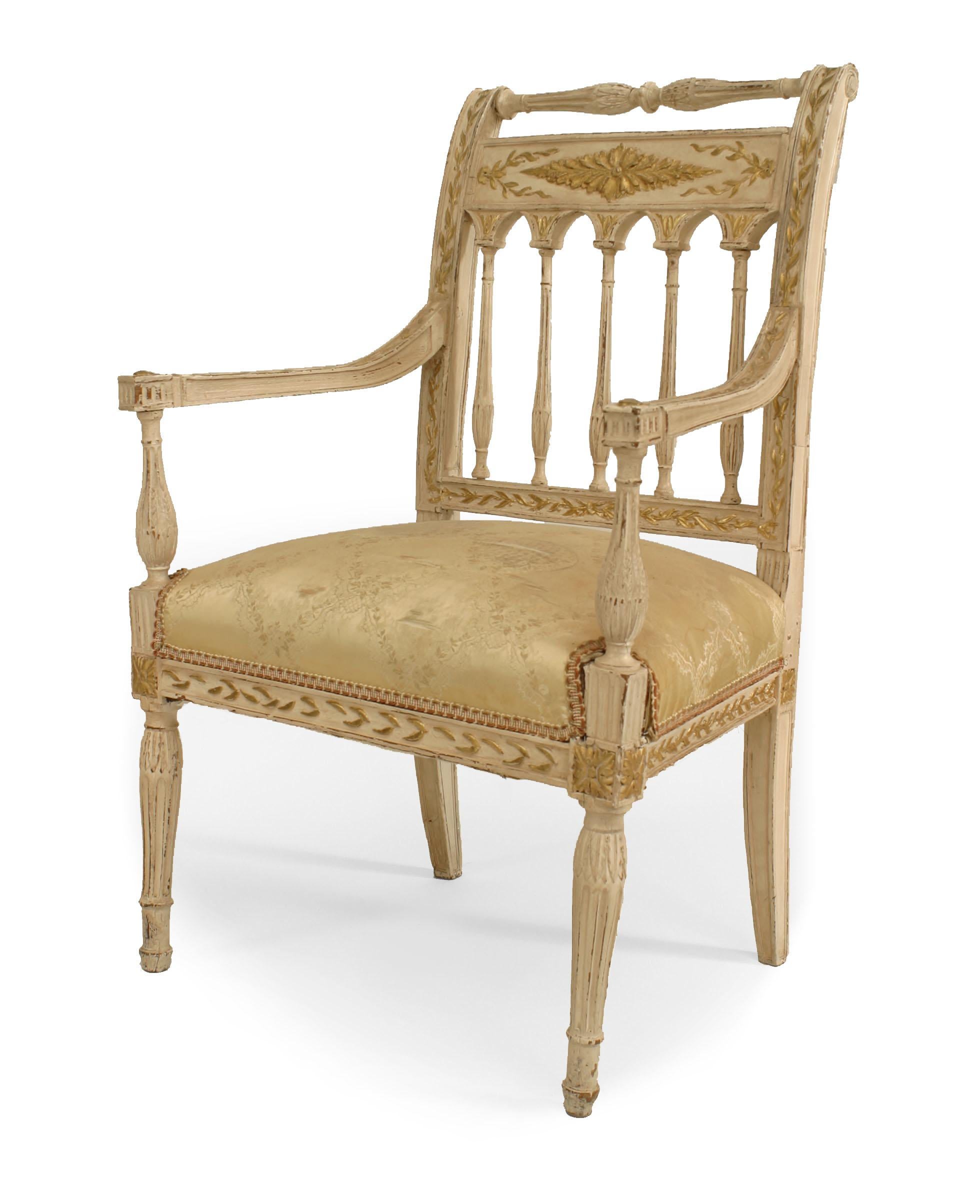 Wood 19th Century French Directoire Style Gilt Arm Chair For Sale