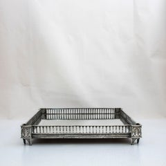 19th Century French Directoire Style Silver Plate Mirrored Surtout de Table Tray