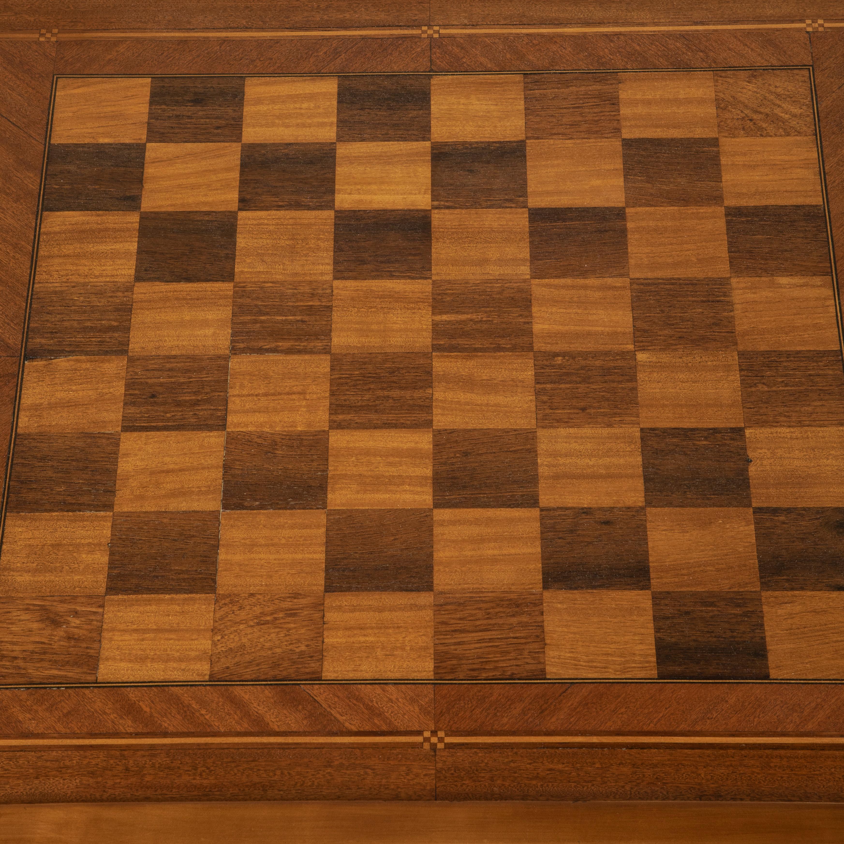 19th Century French Directoire Style Walnut Game Table, Chess, Backgammon, Cards 6