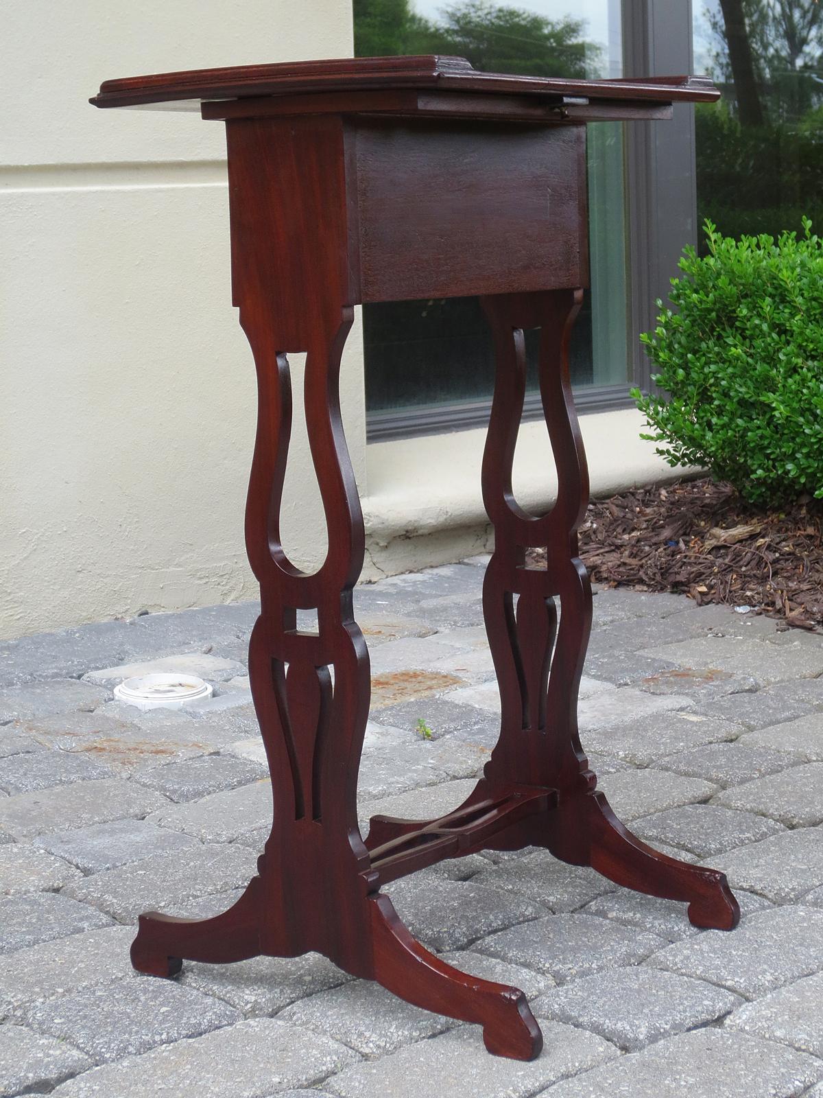 19th century French Directoire wood side table with drawer.