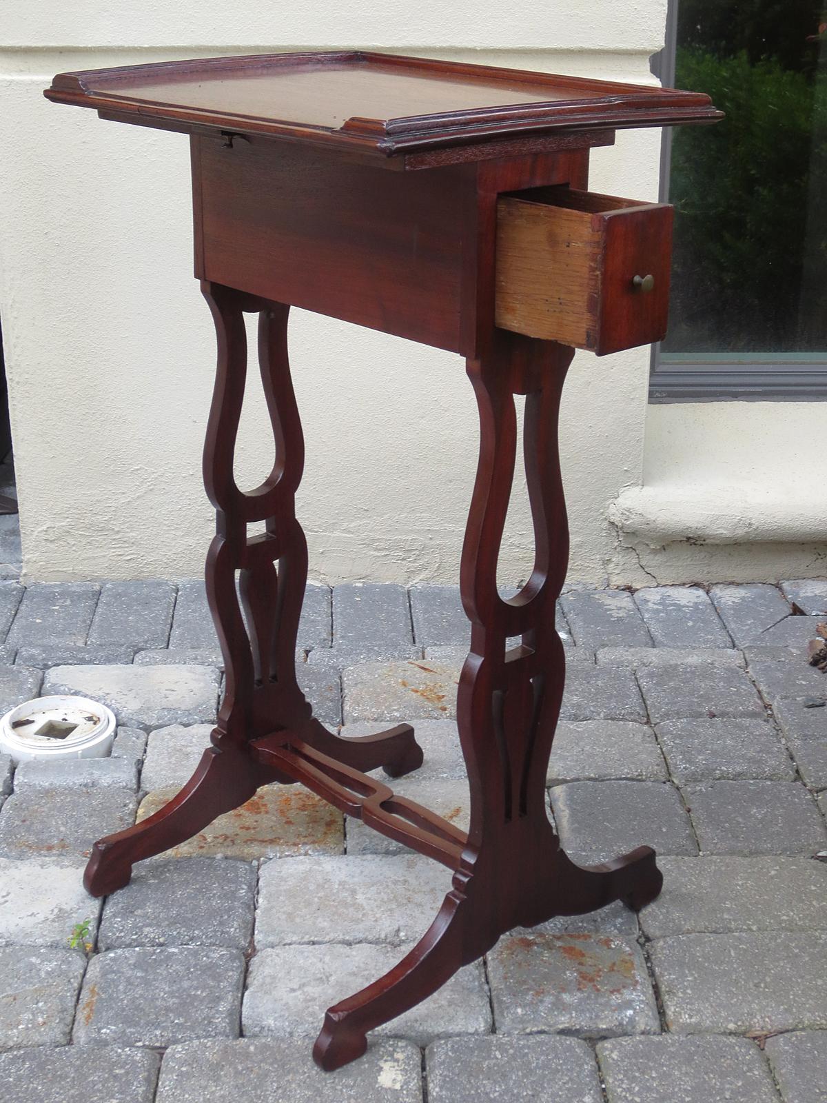 19th Century French Directoire Wood Side Table with Drawer For Sale 1