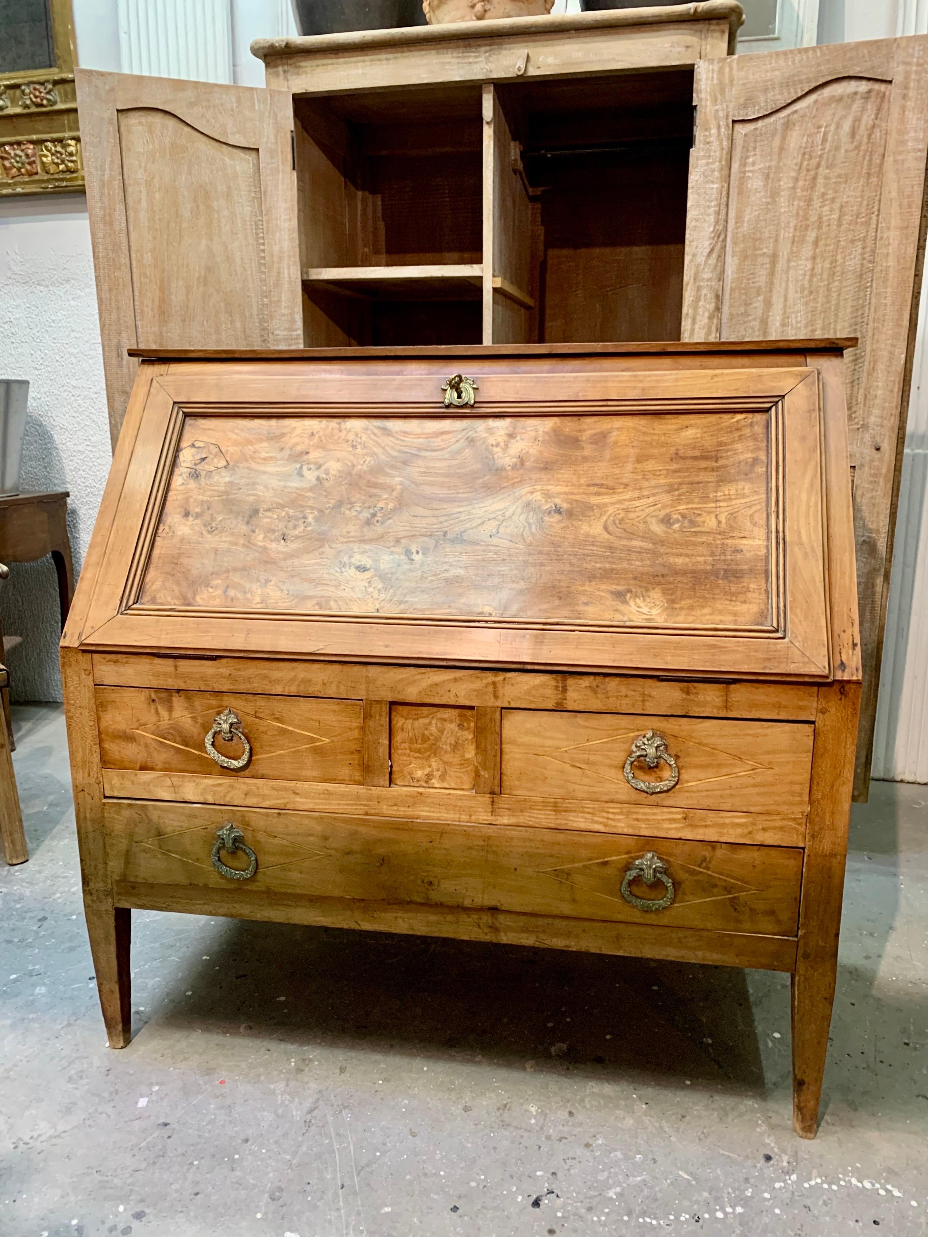 19th Century French Directory Cherry Wood Secretary Desk For Sale 8