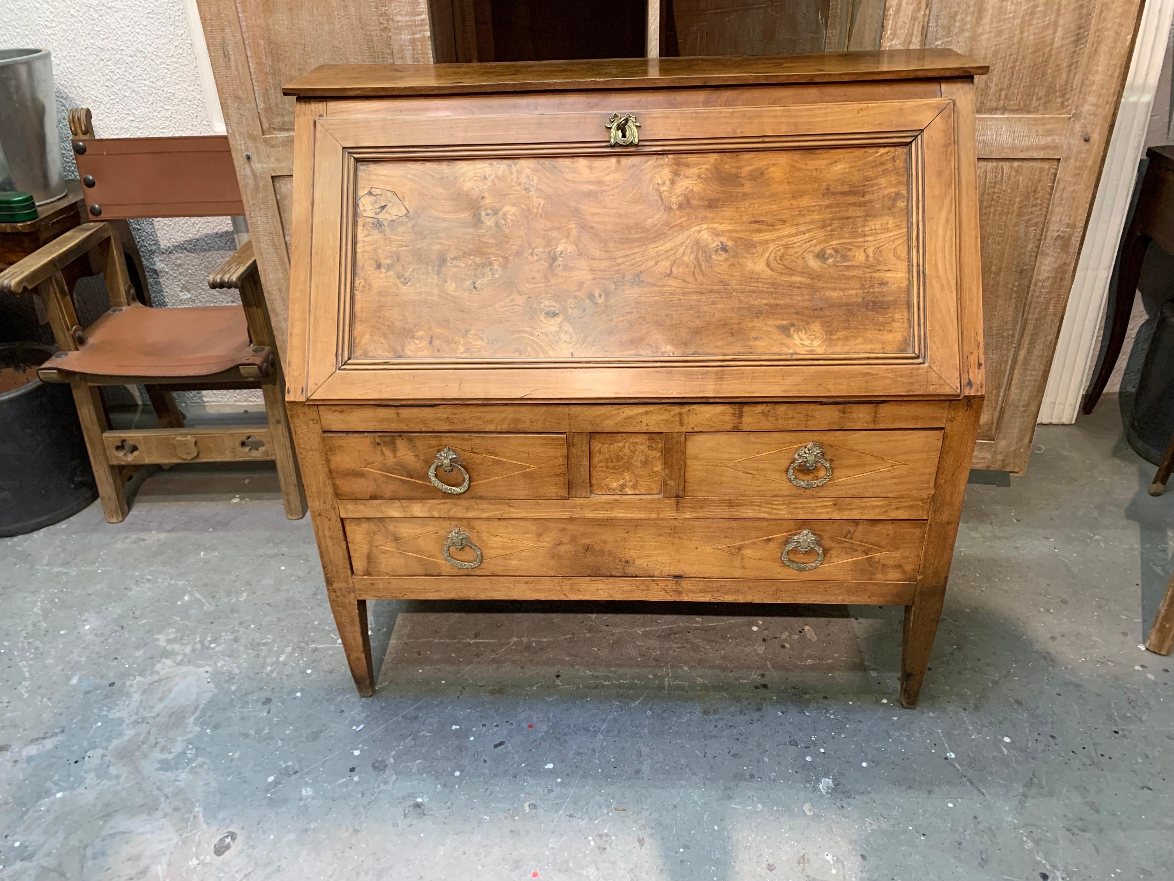 19th Century French Directory Cherry Wood Secretary Desk For Sale 15