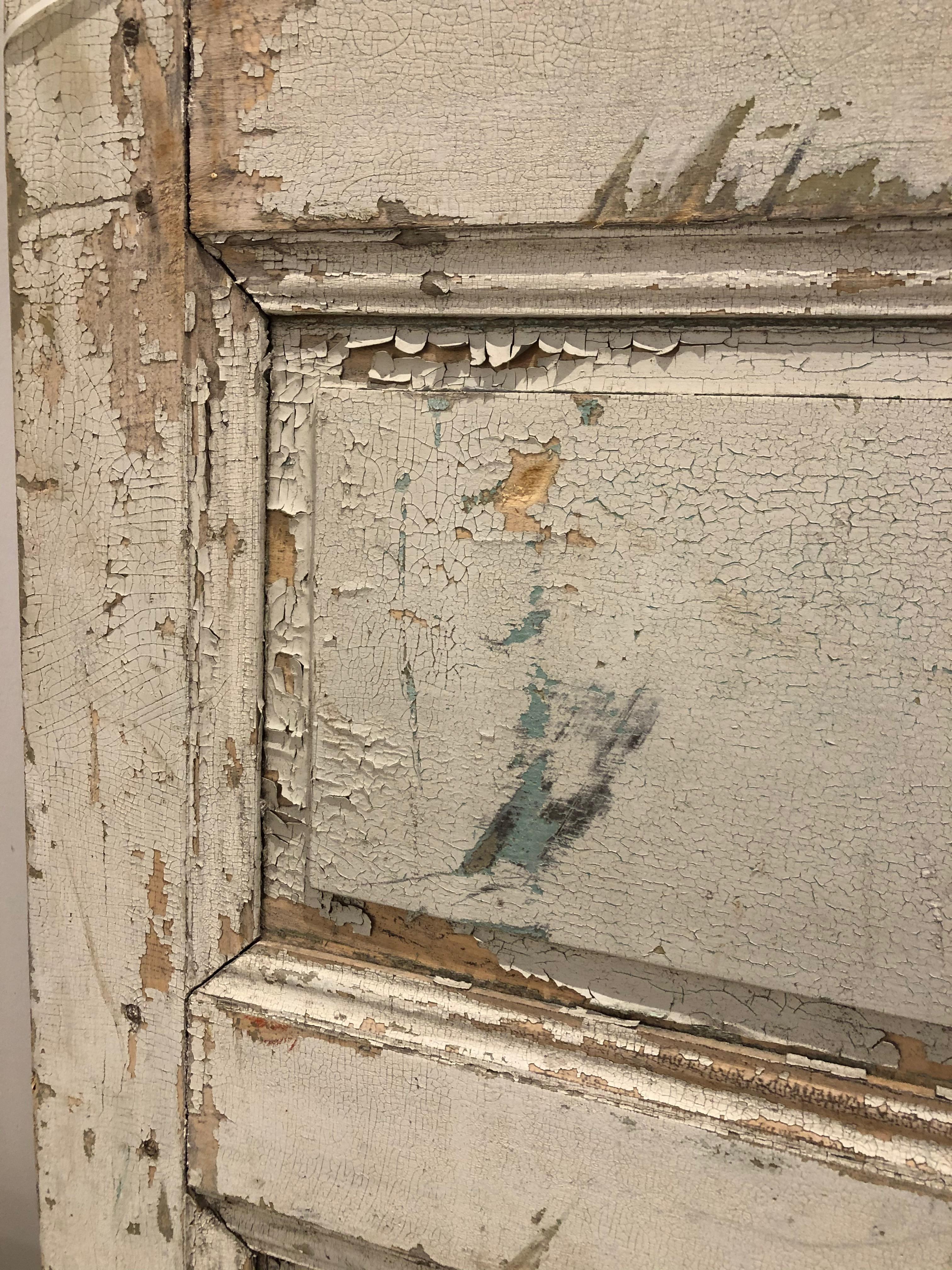 19th Century French Distressed Painted Door In Distressed Condition For Sale In Boston, MA
