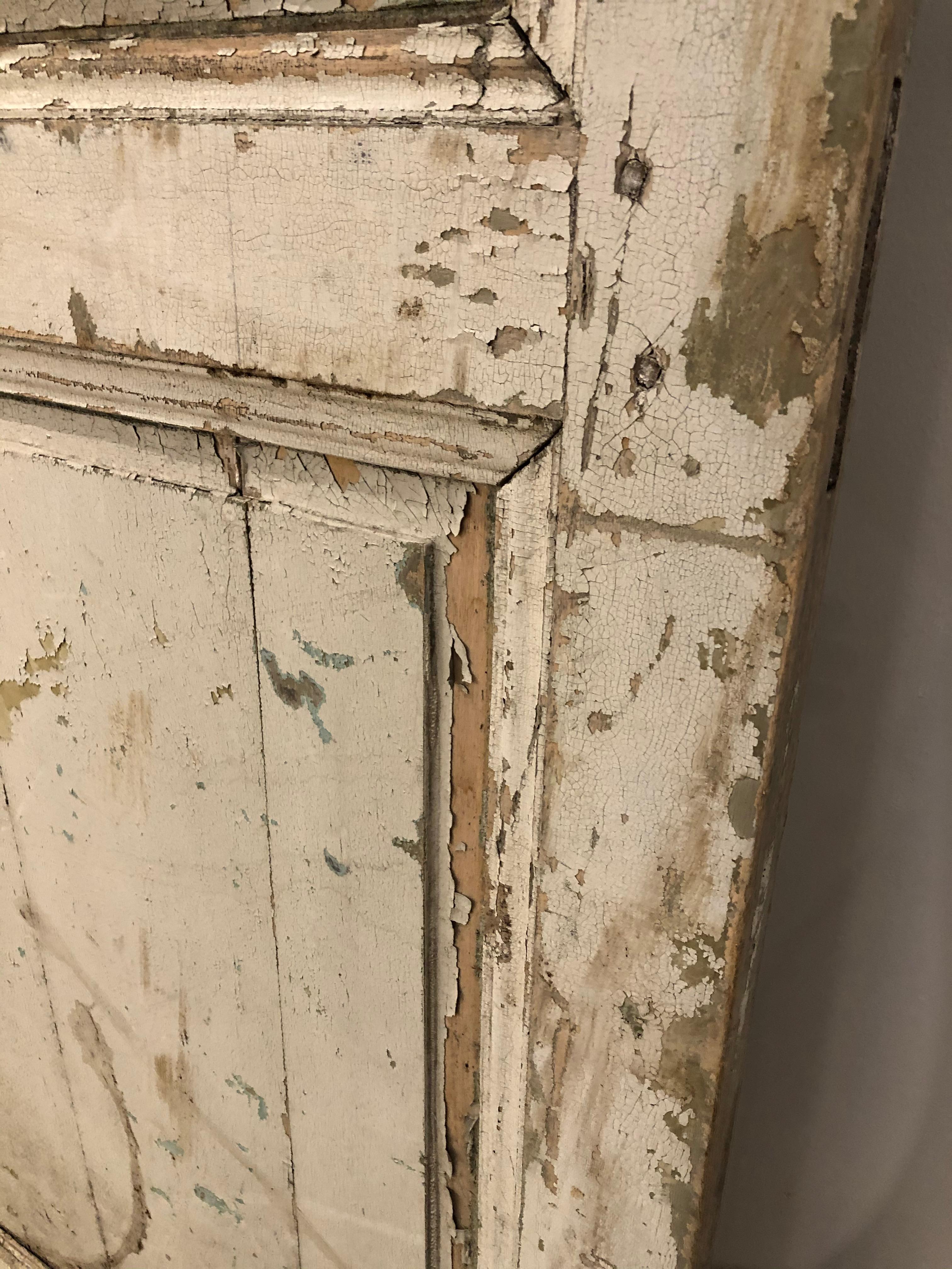 19th Century French Distressed Painted Door For Sale 1