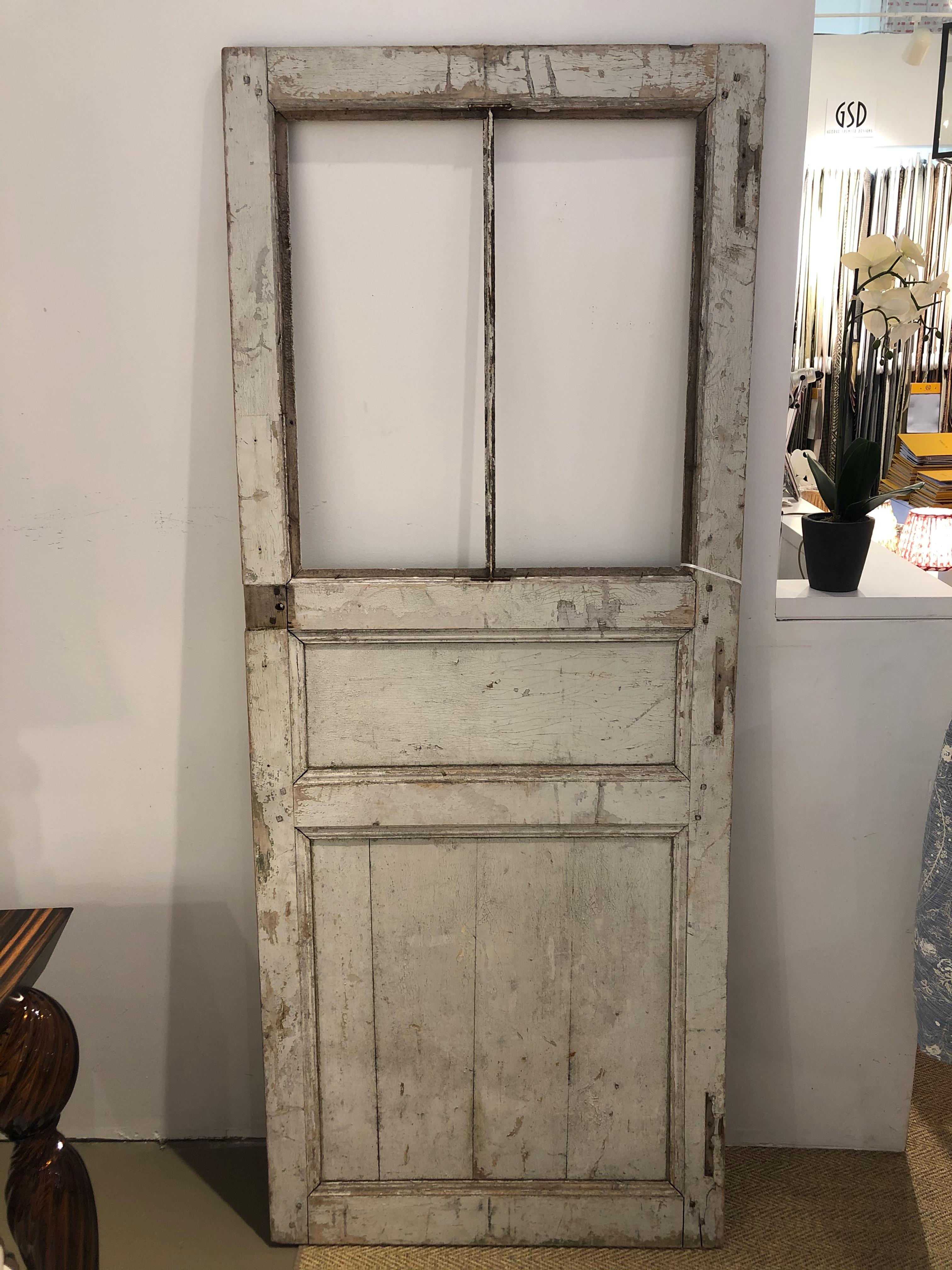 19th Century French Distressed Painted Door For Sale 2