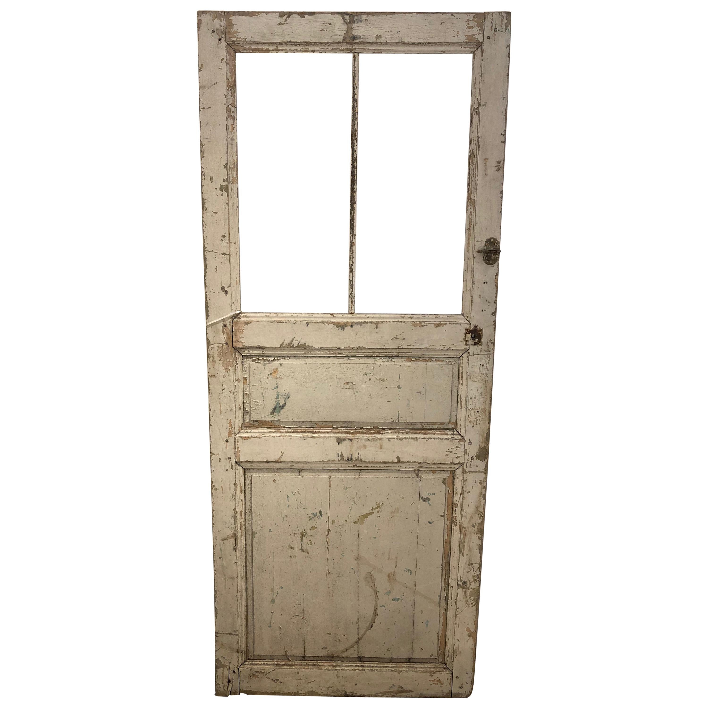 19th Century French Distressed Painted Door For Sale