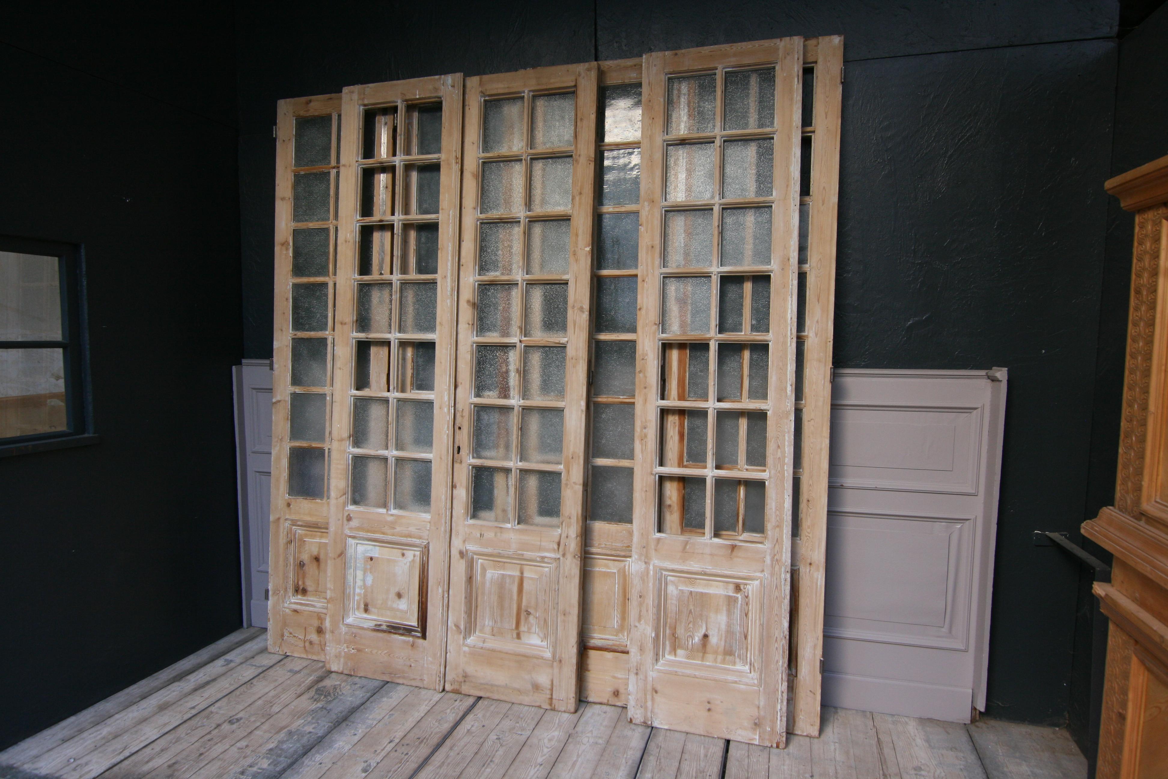 19th Century French Doors Made of Pine, Set of 7 8