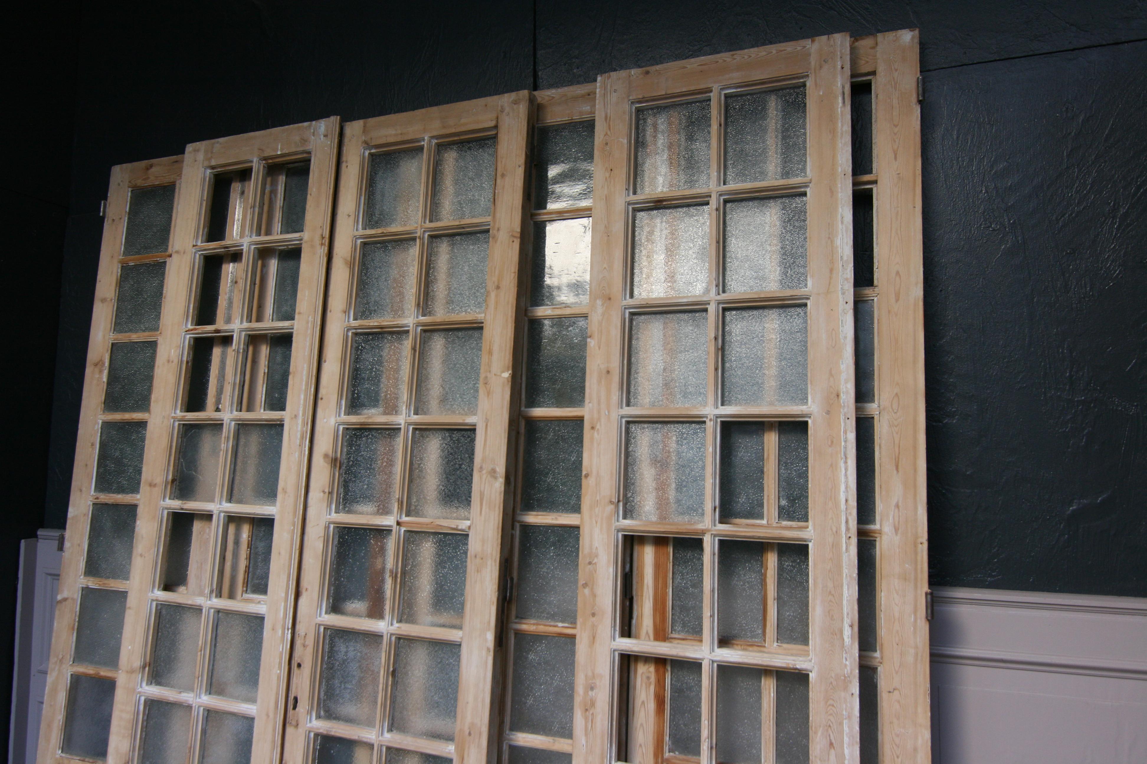 19th Century French Doors Made of Pine, Set of 7 12