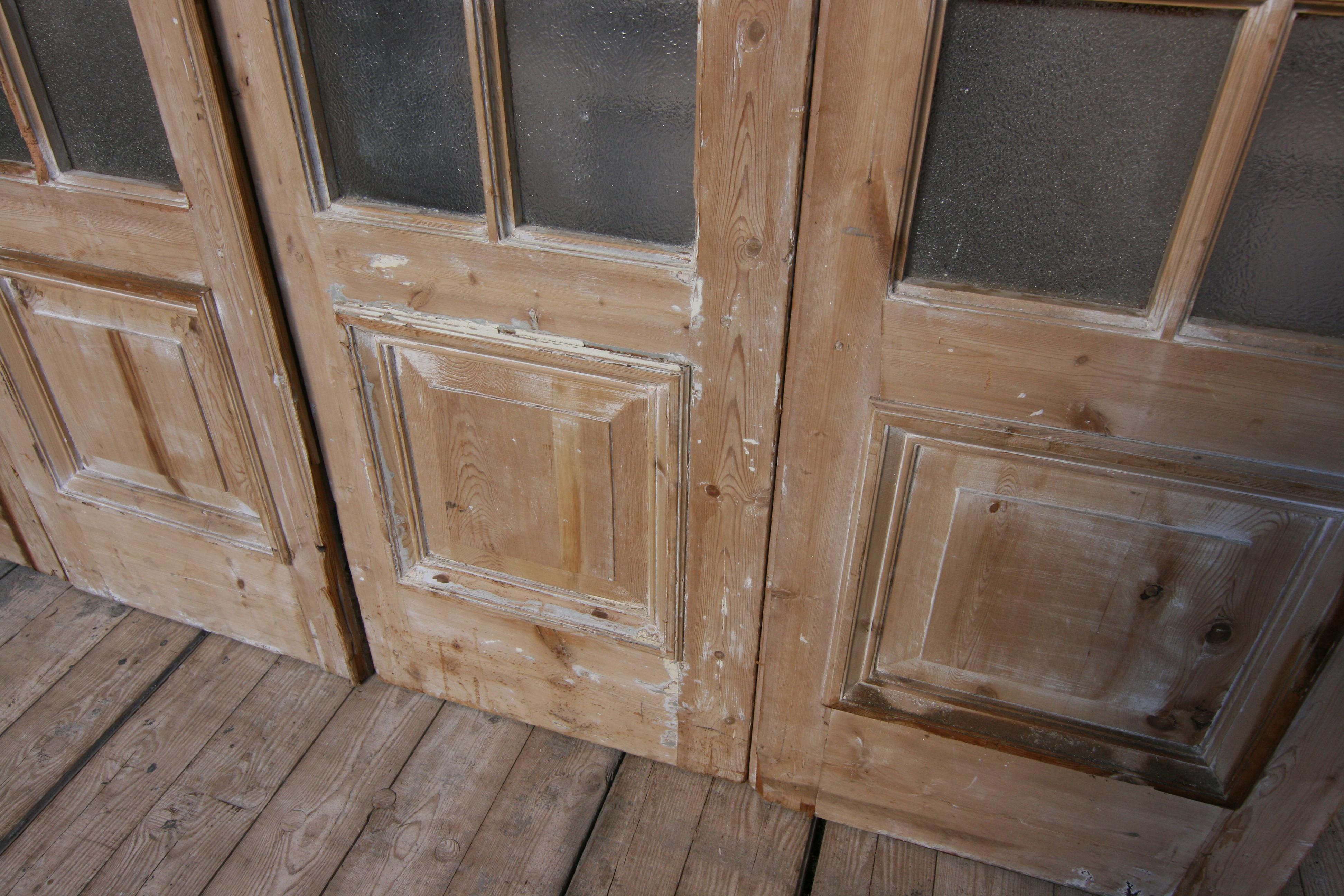 Glass 19th Century French Doors Made of Pine, Set of 7