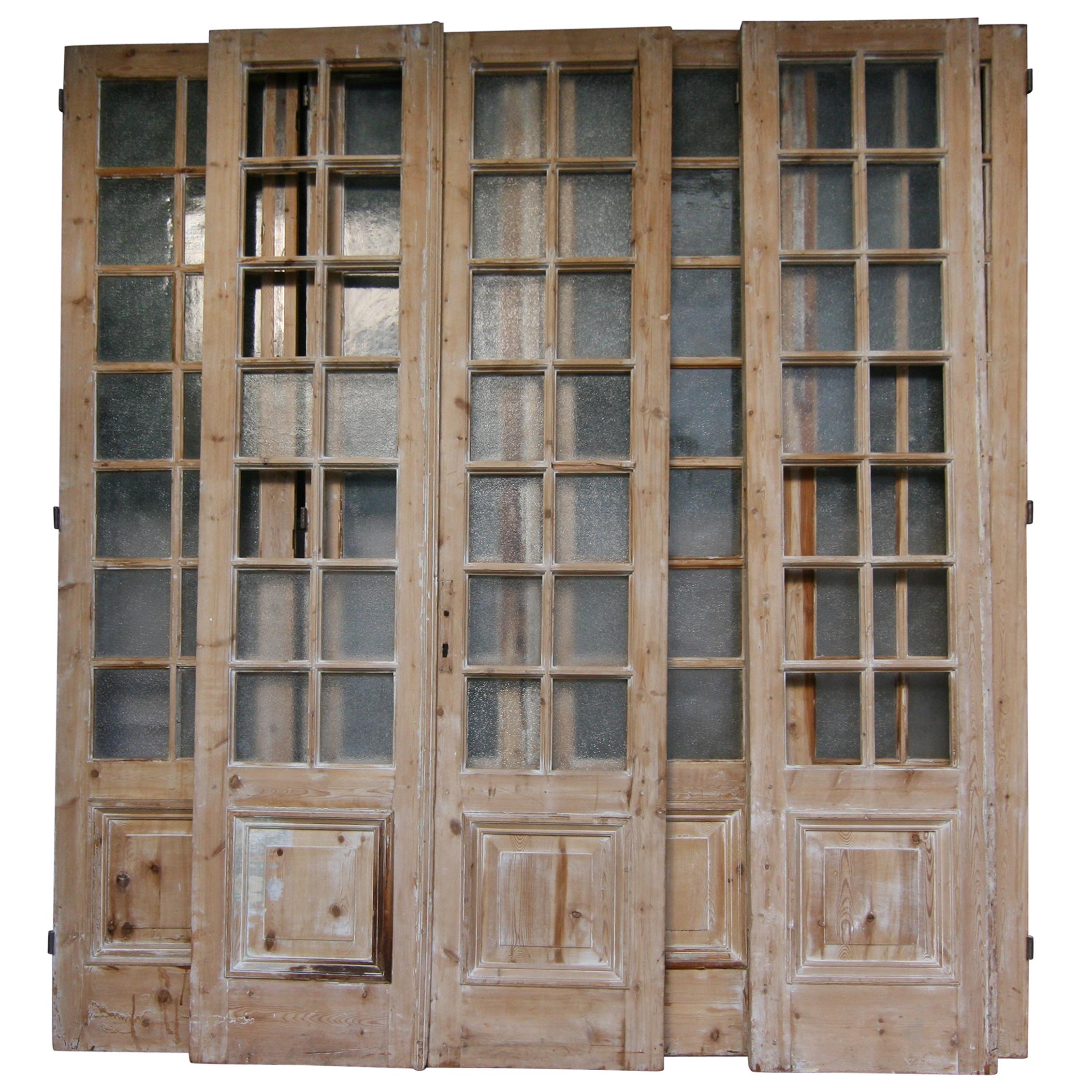 19th Century French Doors Made of Pine, Set of 7