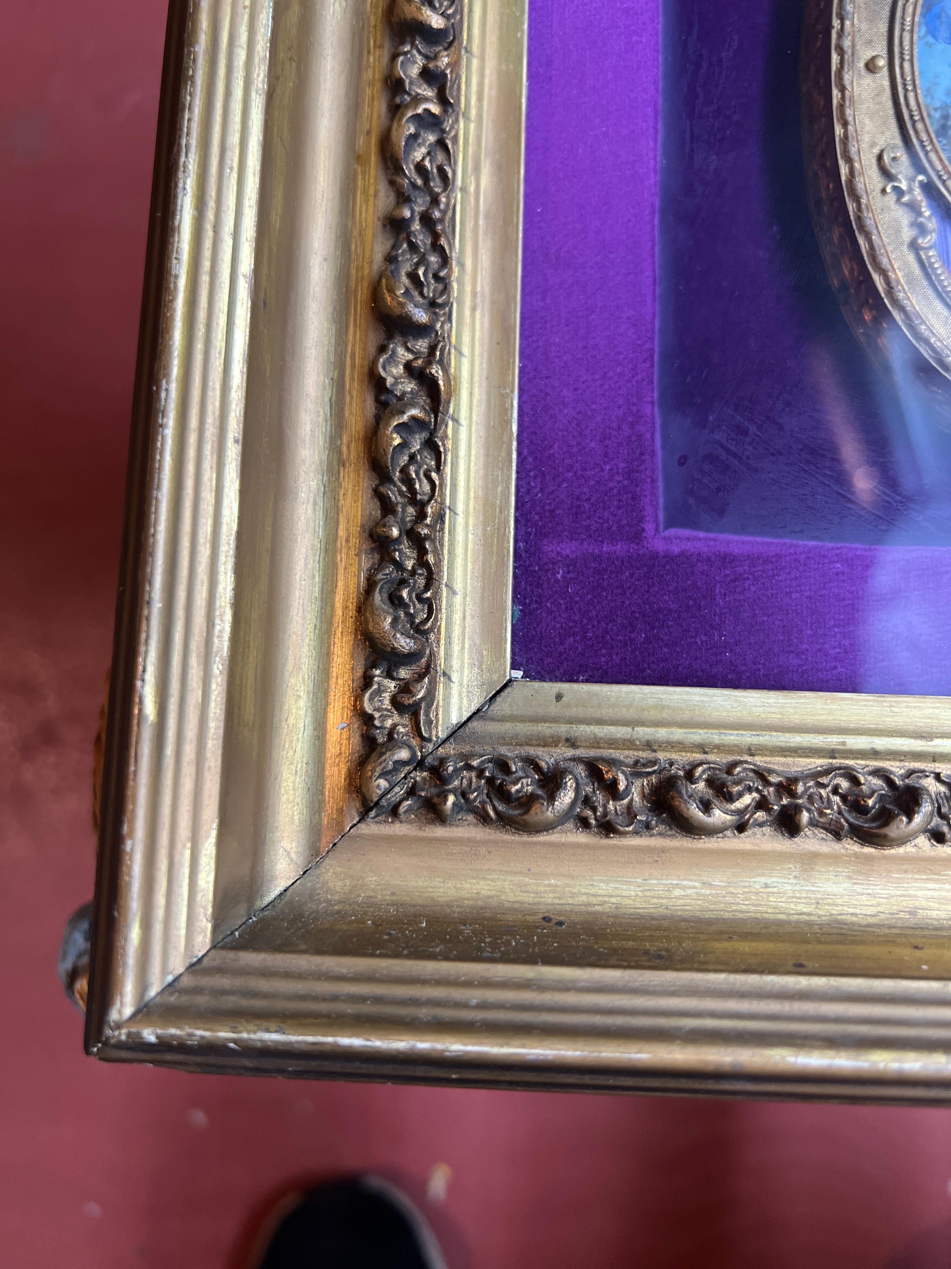 19th Century French D'ore Bronze Enameled Portrait of A Noble Lady In Good Condition For Sale In Atlanta, GA