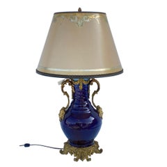 19th Century French Dore Bronze Mounted Asian Lamp