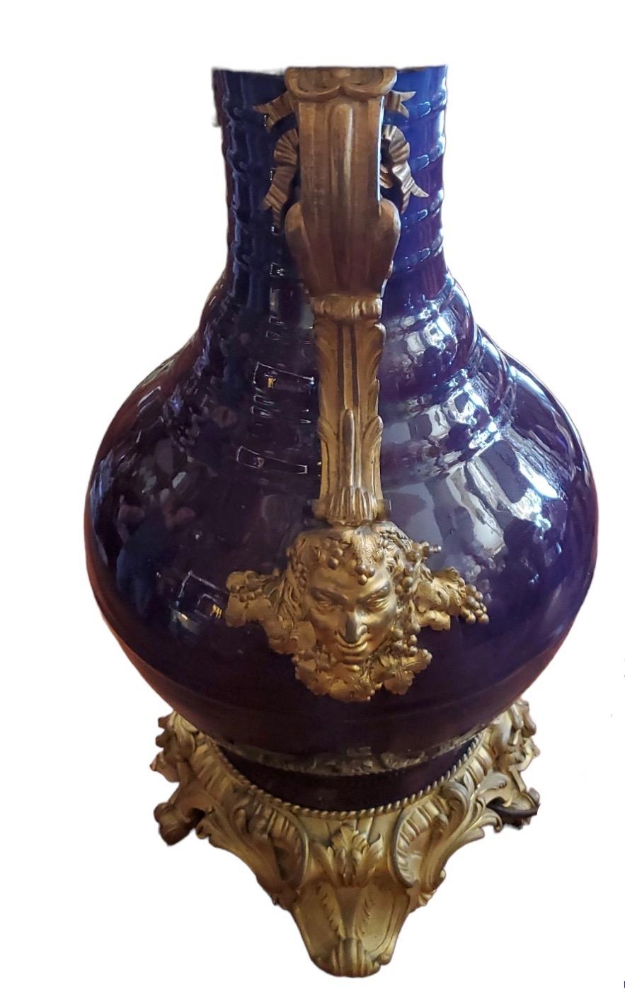 Chinois Lampe asiatique française du 19ème siècle montée sur bronze doré en vente
