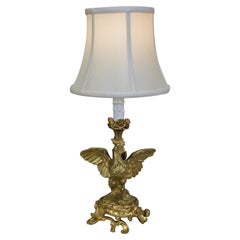 19th Century French Dore Bronze Roster Table Lamp