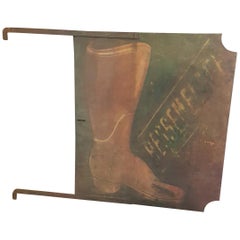 19th Century French Double Sided Boot Repair Sign in Original Paint
