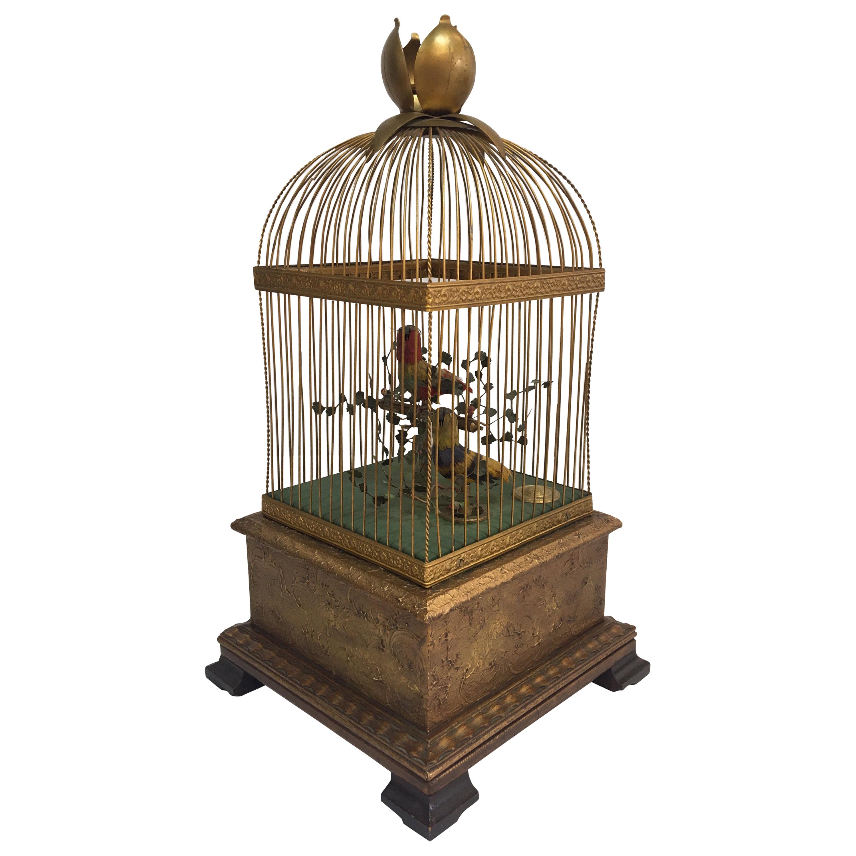 19th Century French Double Singing Birds Automation in Cage