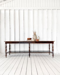 19th Century French Draper's Table with Turned Legs