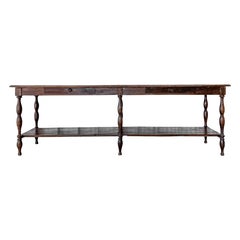 Used 19th Century French Draper
s Table with Turned Legs