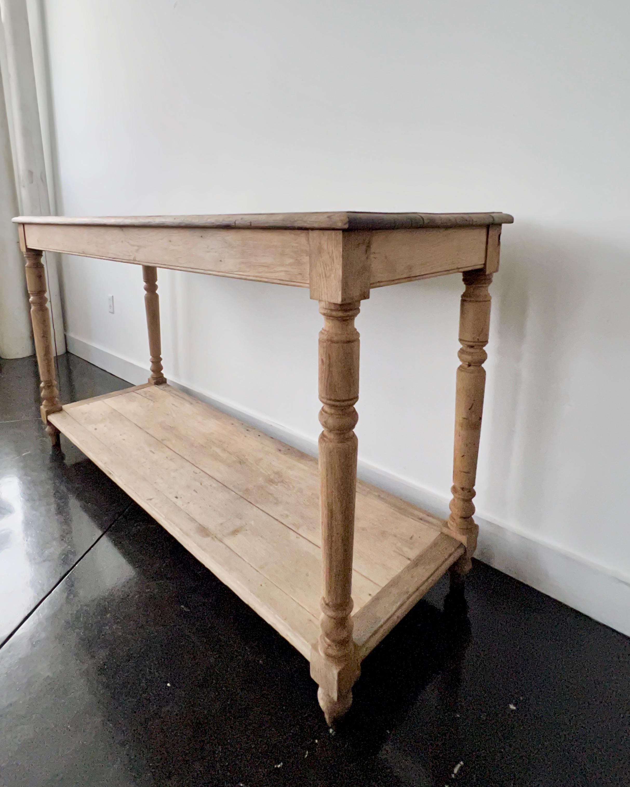 Hand-Carved 19th Century French Drapery Table in Original Pine