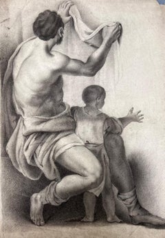 19th Century French Drawing, Trojan Hero Aeneas and Ascanius
