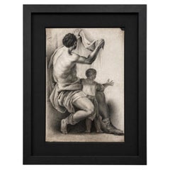 19th Century French Drawing, Trojan Hero Aeneas and Ascanius
