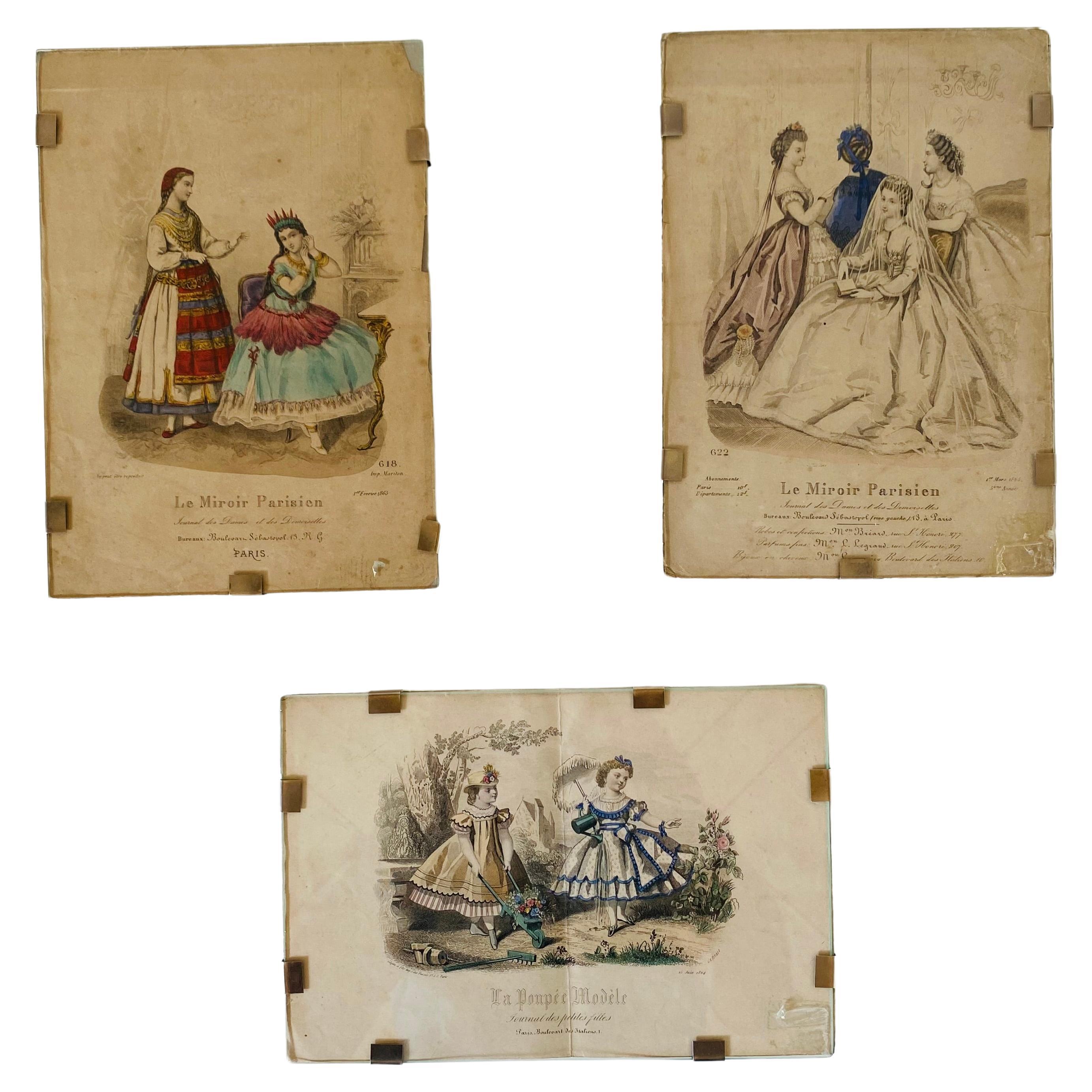 19th Century French Drawings, Set of Three