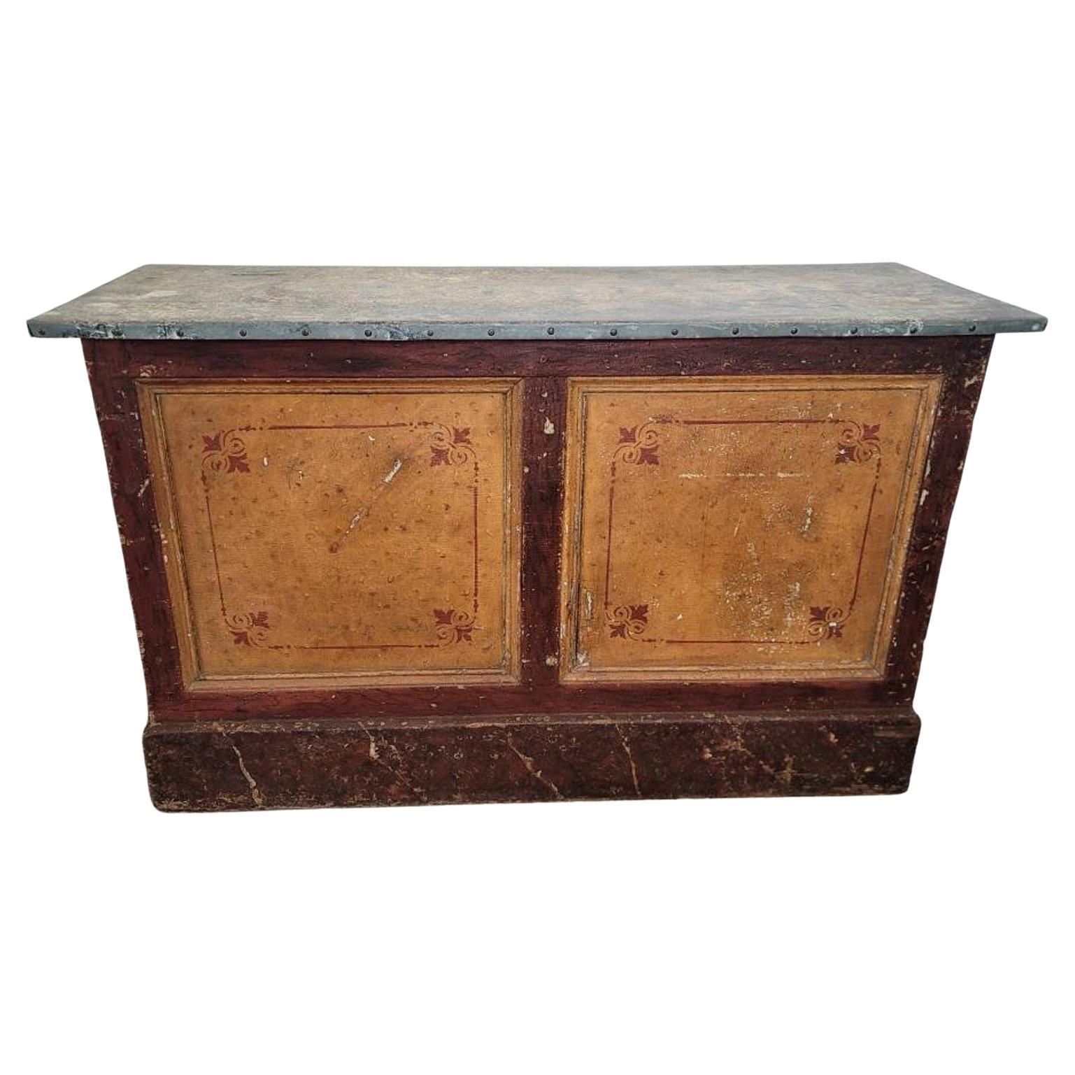19th Century French Early Mercantile Industrial General Store Counter For Sale