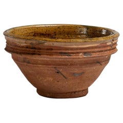 19th Century French Earthenware Bowl with Ochre Green Finish