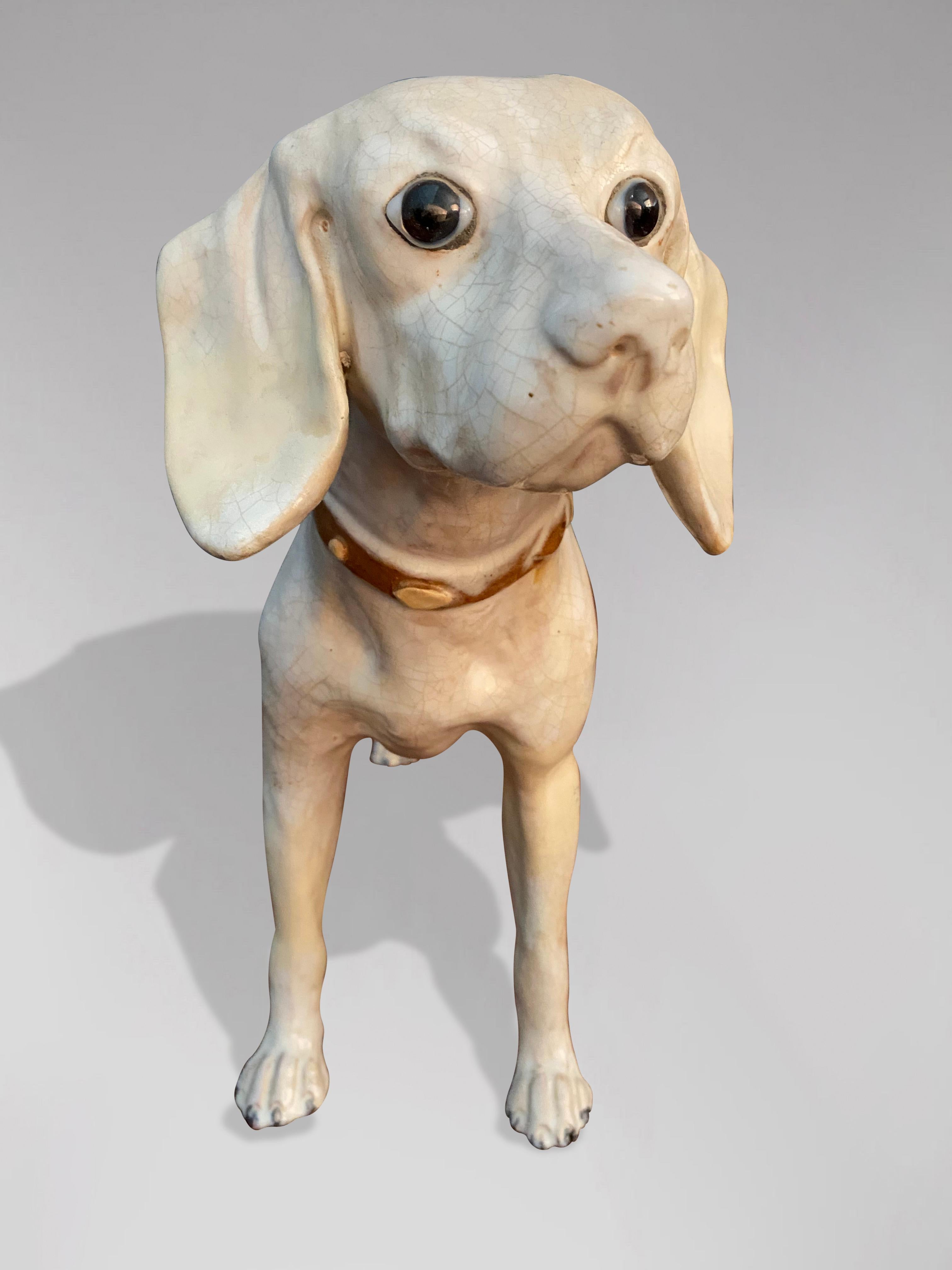 19th Century French Earthenware Dog Sculpture from Bavent in Normandy In Good Condition In Petworth,West Sussex, GB