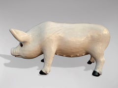 19th Century French Earthenware Pig Sculpture from Bavent in Normandy