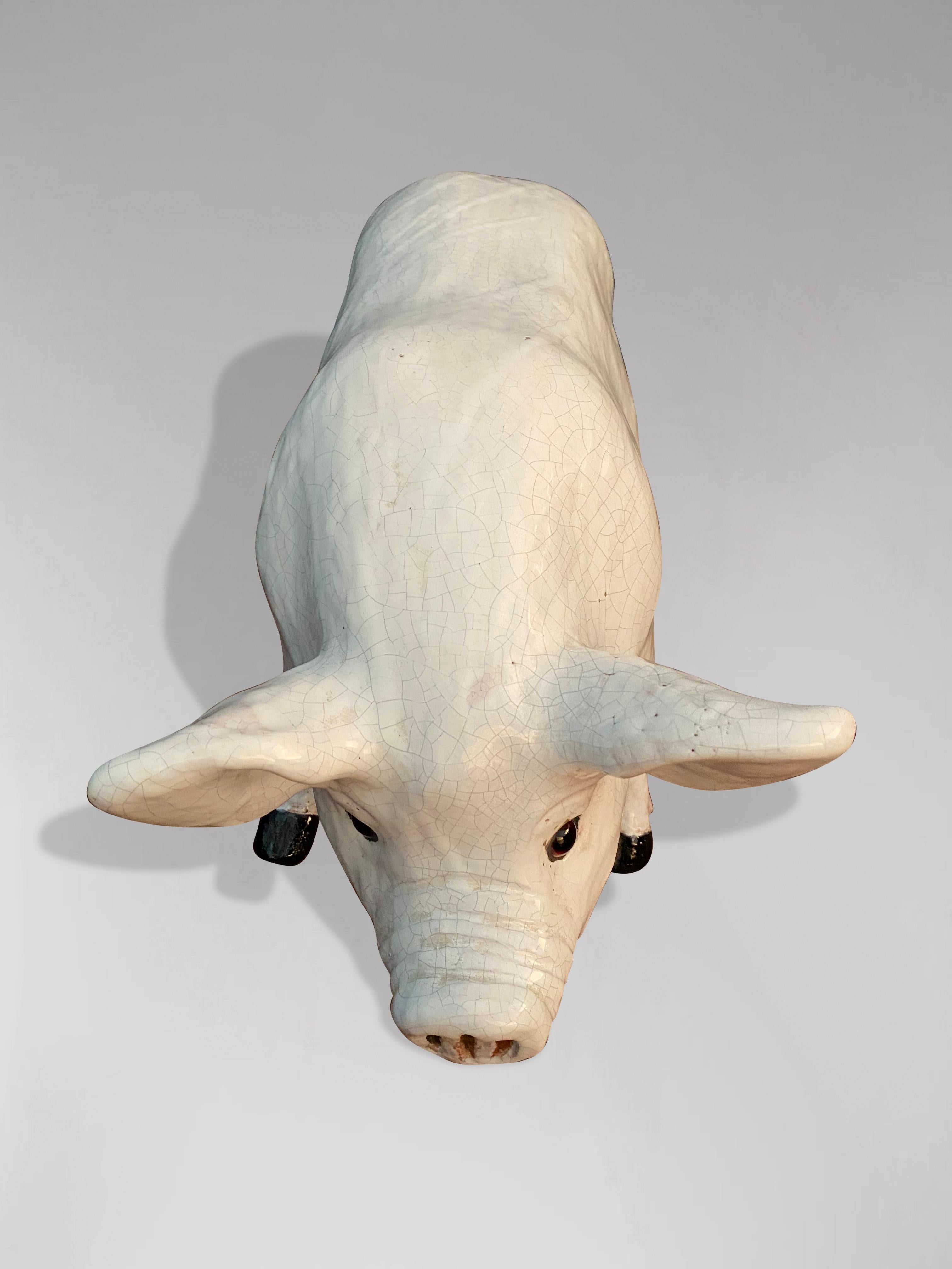 19th Century French Earthenware Pig Sculpture from Bavent in Normandy For Sale 1