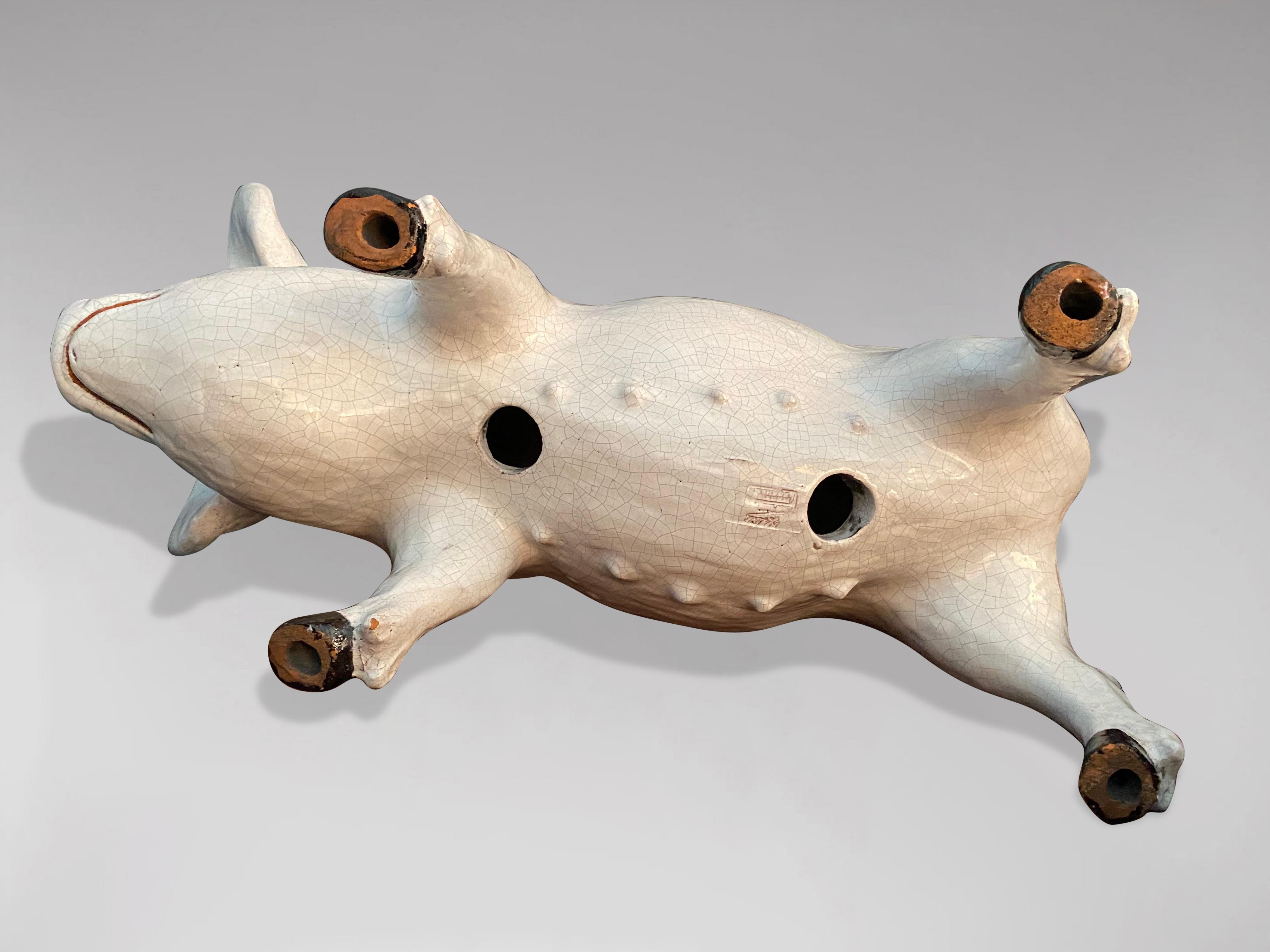 19th Century French Earthenware Pig Sculpture from Bavent in Normandy For Sale 3