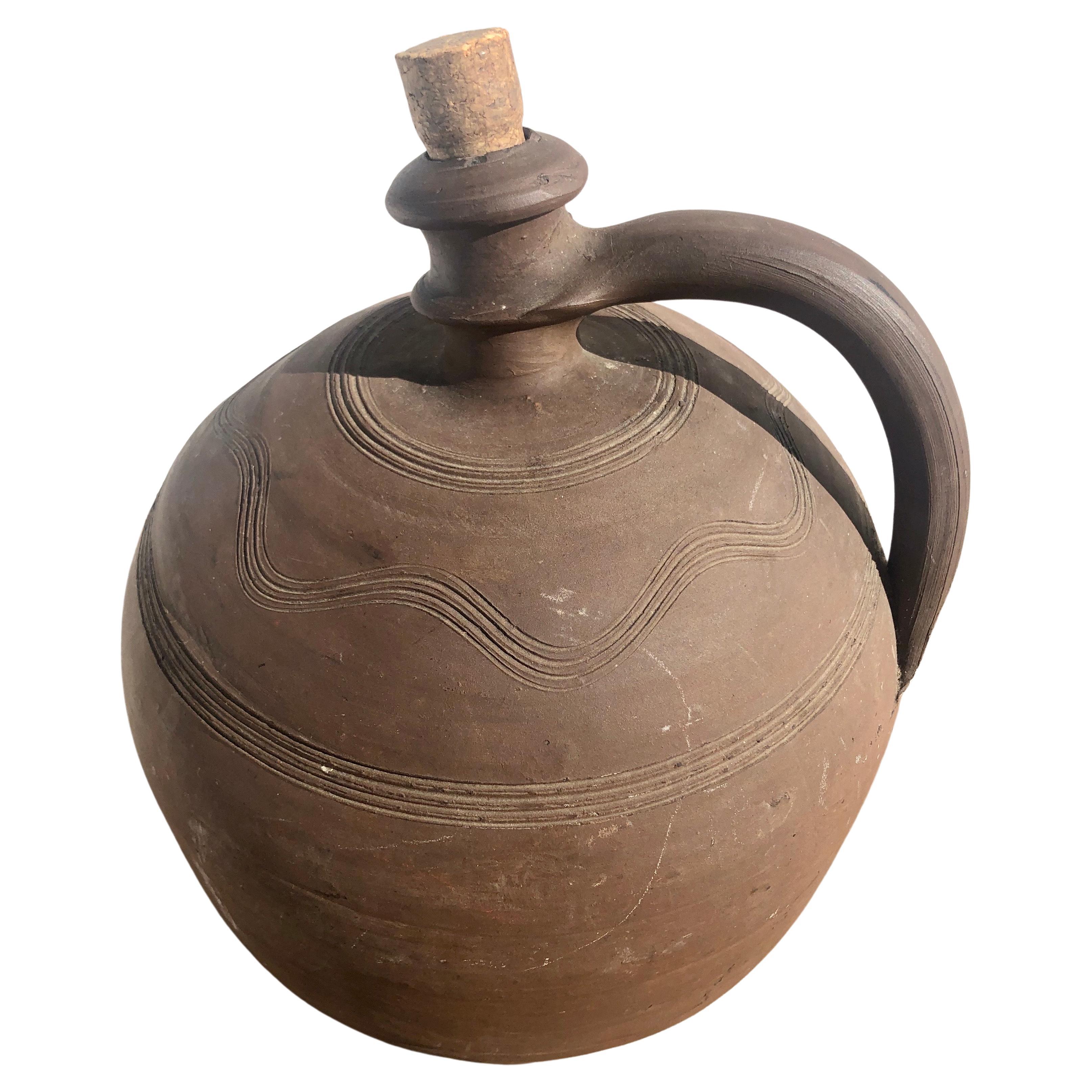 Pot en faïence français du 19ème siècle, poterie européenne ancienne