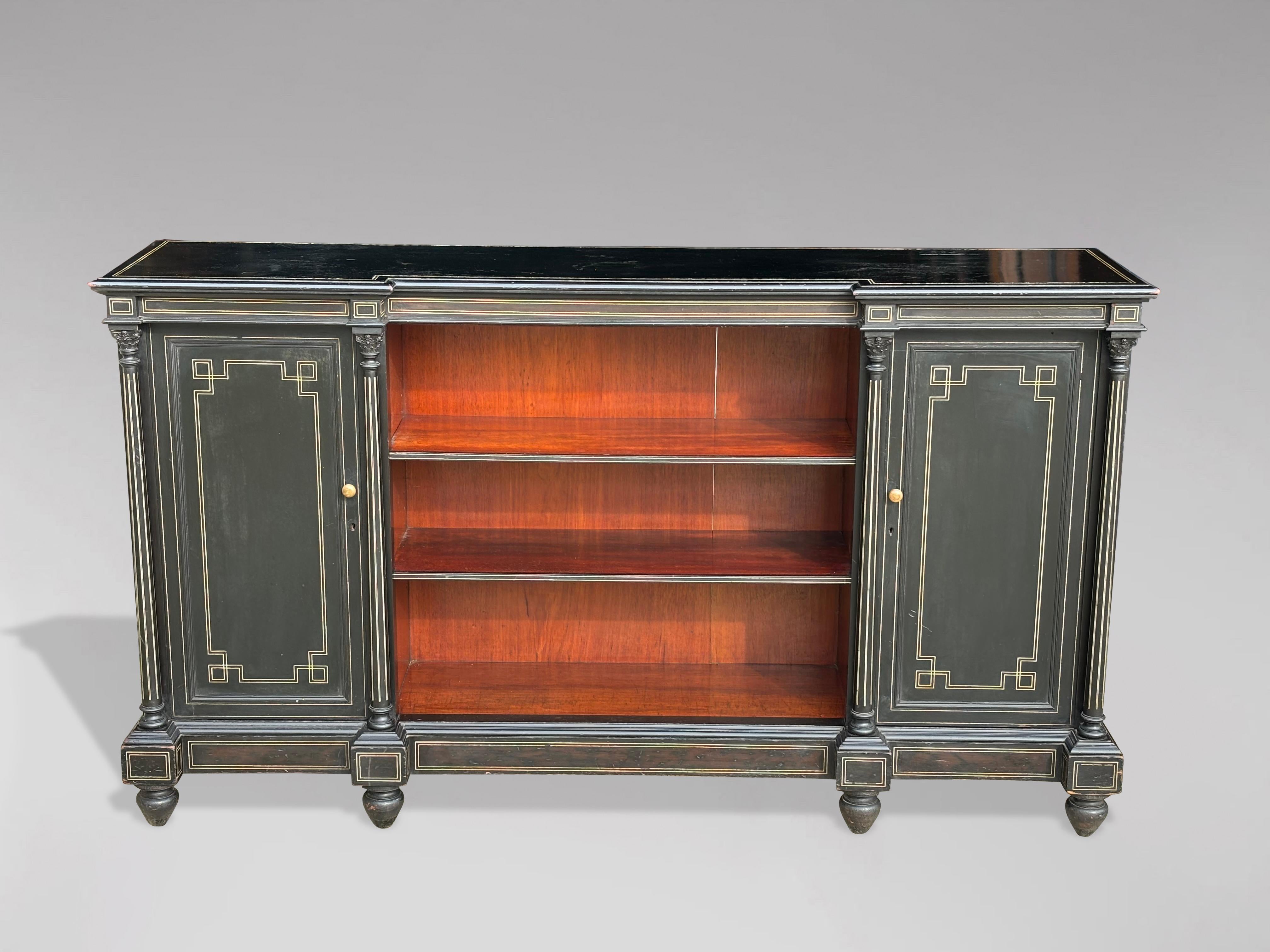 19th Century French Ebonised and Bone Inlay Enfilade or Dresser For Sale 4