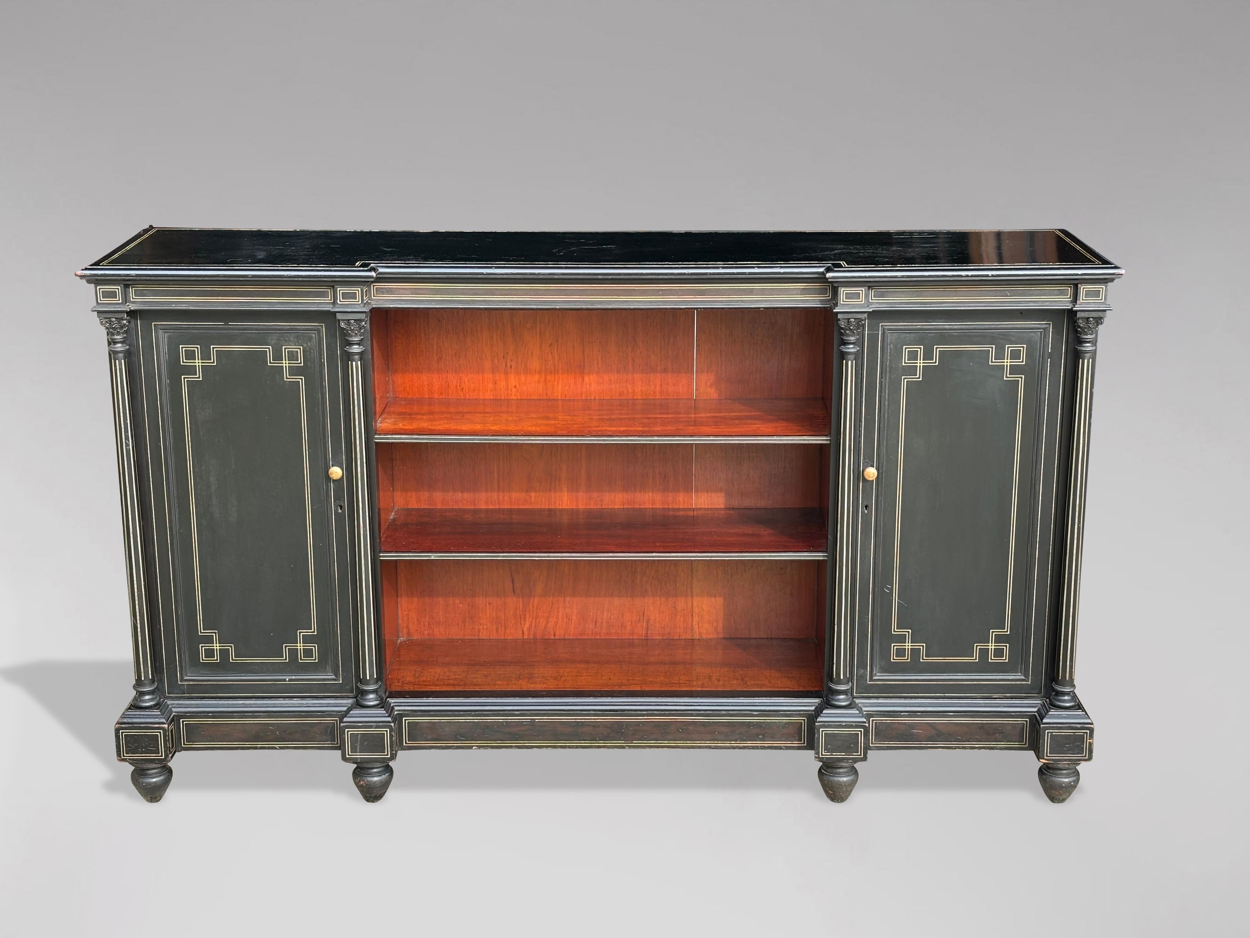 Napoleon III 19th Century French Ebonised and Bone Inlay Enfilade or Dresser For Sale
