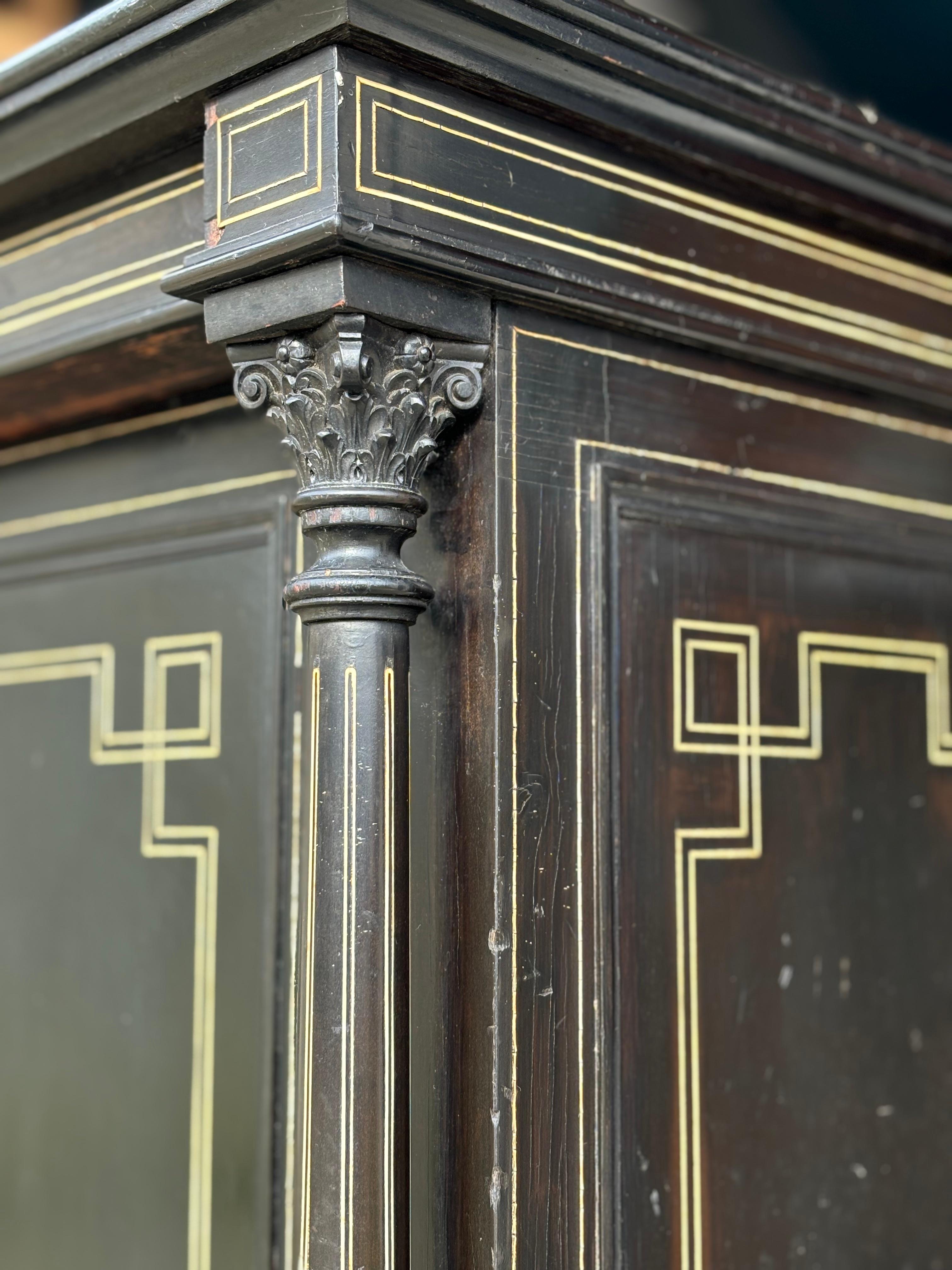 Paint 19th Century French Ebonised and Bone Inlay Enfilade or Dresser For Sale