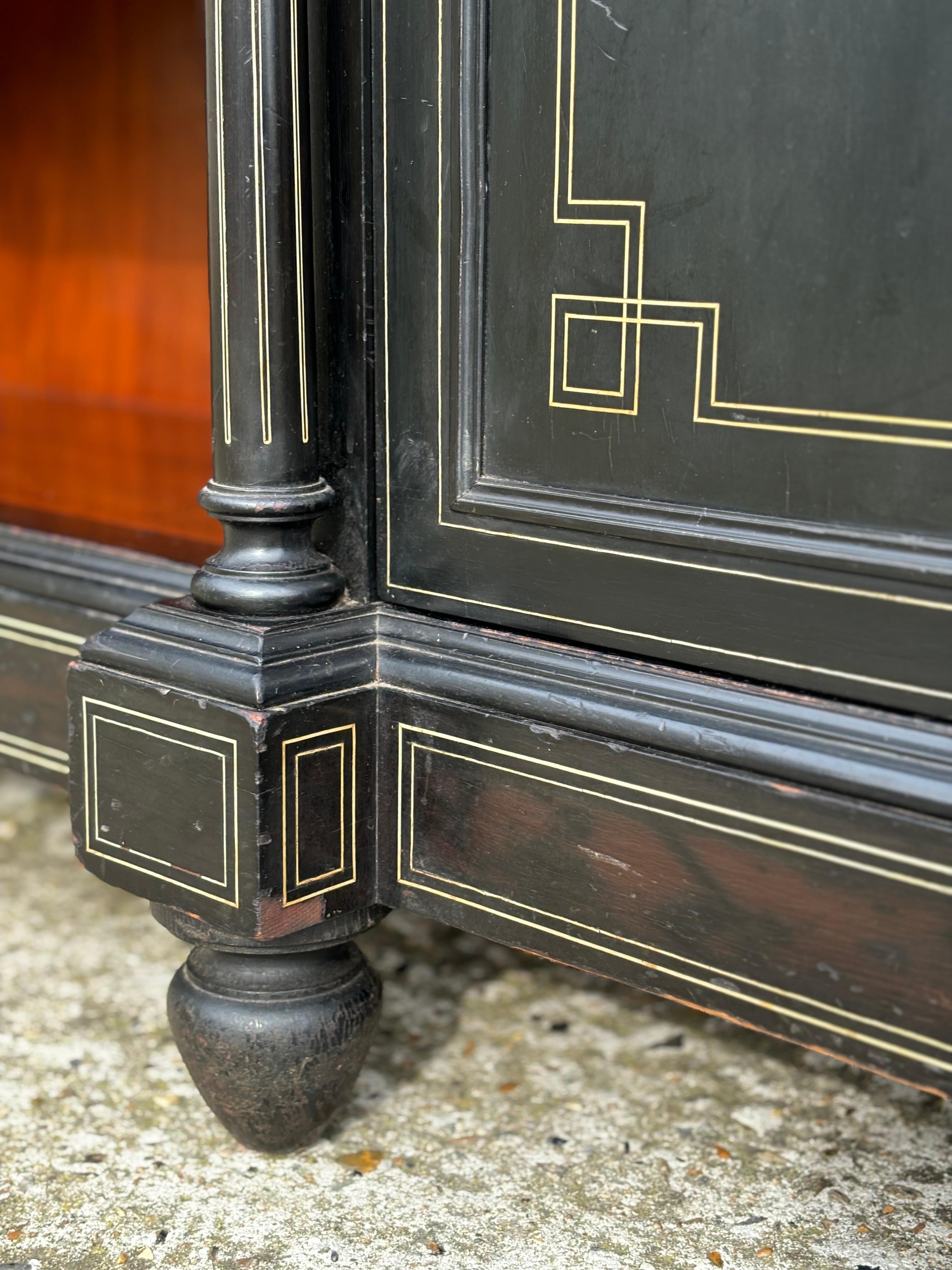 19th Century French Ebonised and Bone Inlay Enfilade or Dresser For Sale 1