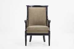 19th Century French Ebonized Armchair with Carved Lions Heads