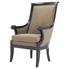 19th Century French Ebonized Armchair with Carved Lions Heads