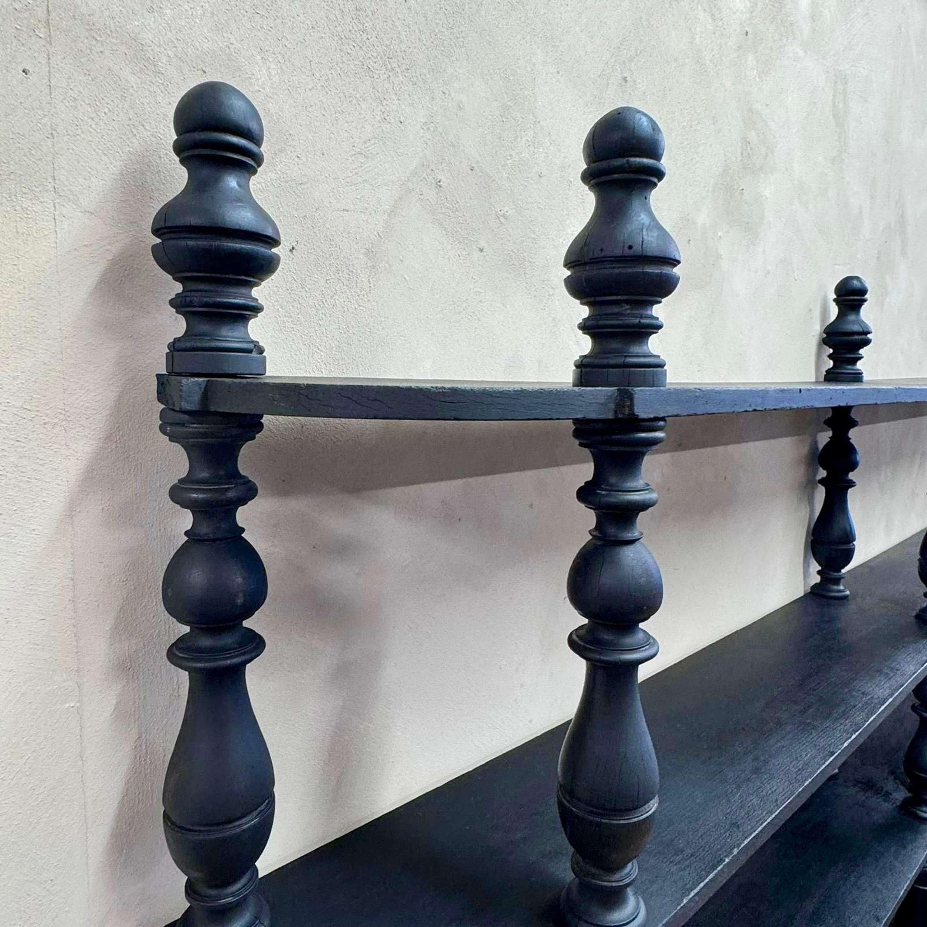 19th Century French Ebonised Bobbin Wall Shelves For Sale 1