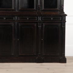 19th Century French Ebonised Breakfront Bookcase