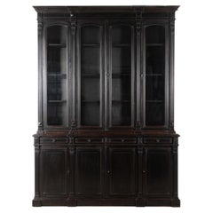 19th Century French Ebonised Breakfront Bookcase