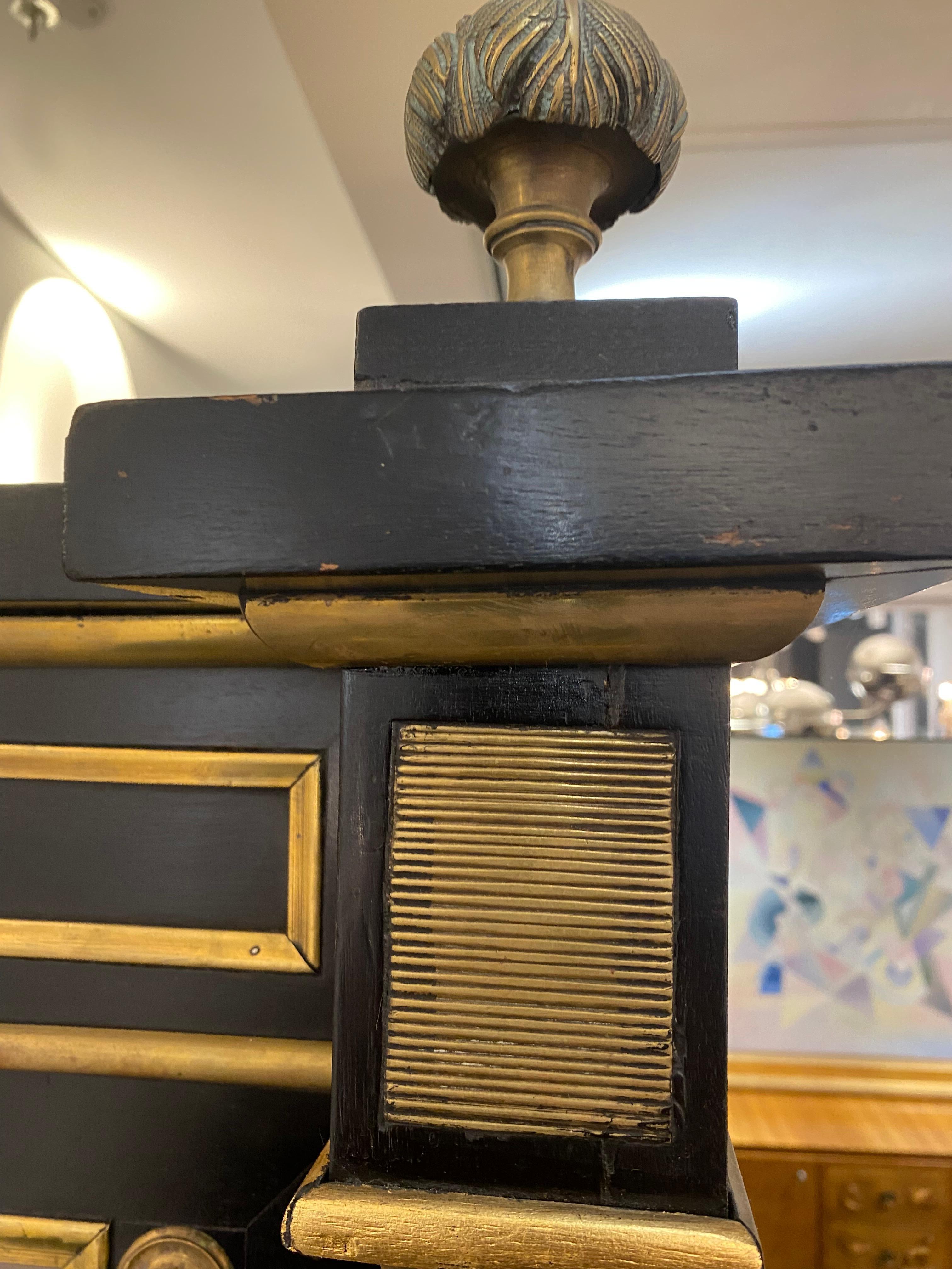 19th Century French Ebonised Cabinet with Brass Inlays 1