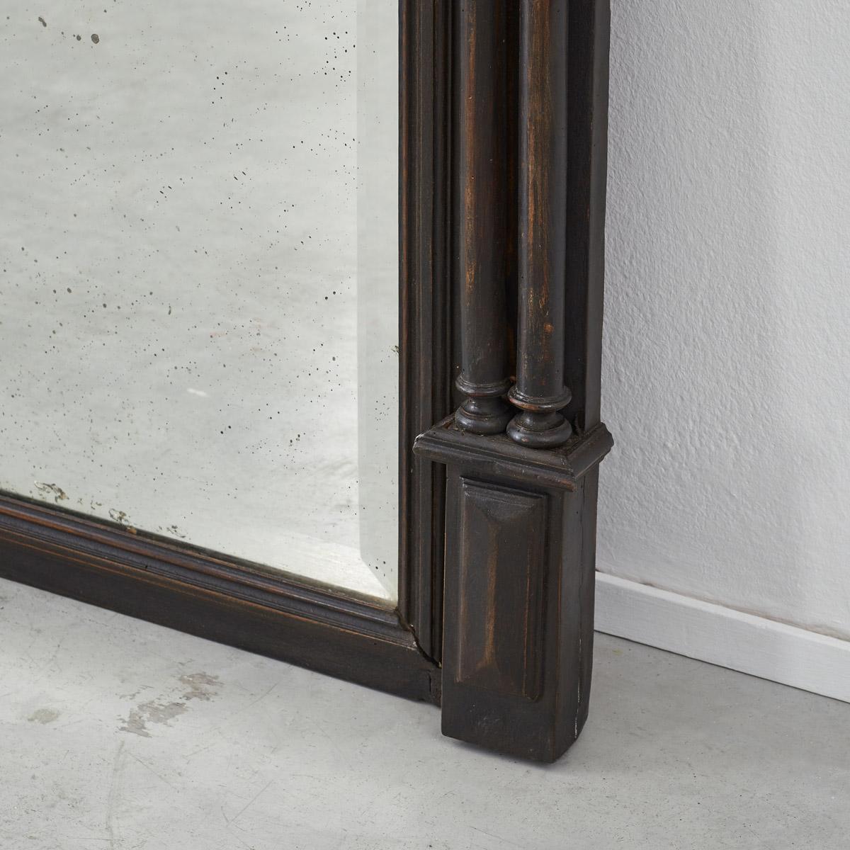 19th Century French Ebonised classical overmantel mirror In Good Condition For Sale In London, GB