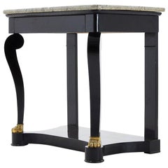 19th Century French Ebonised Console Table with Marble Top