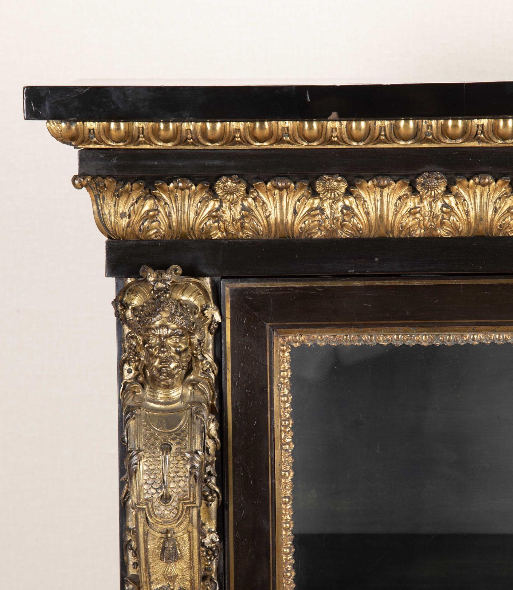 Wood 19th Century French Ebonised Pier Cabinet with Gilt Bronze Decoration For Sale