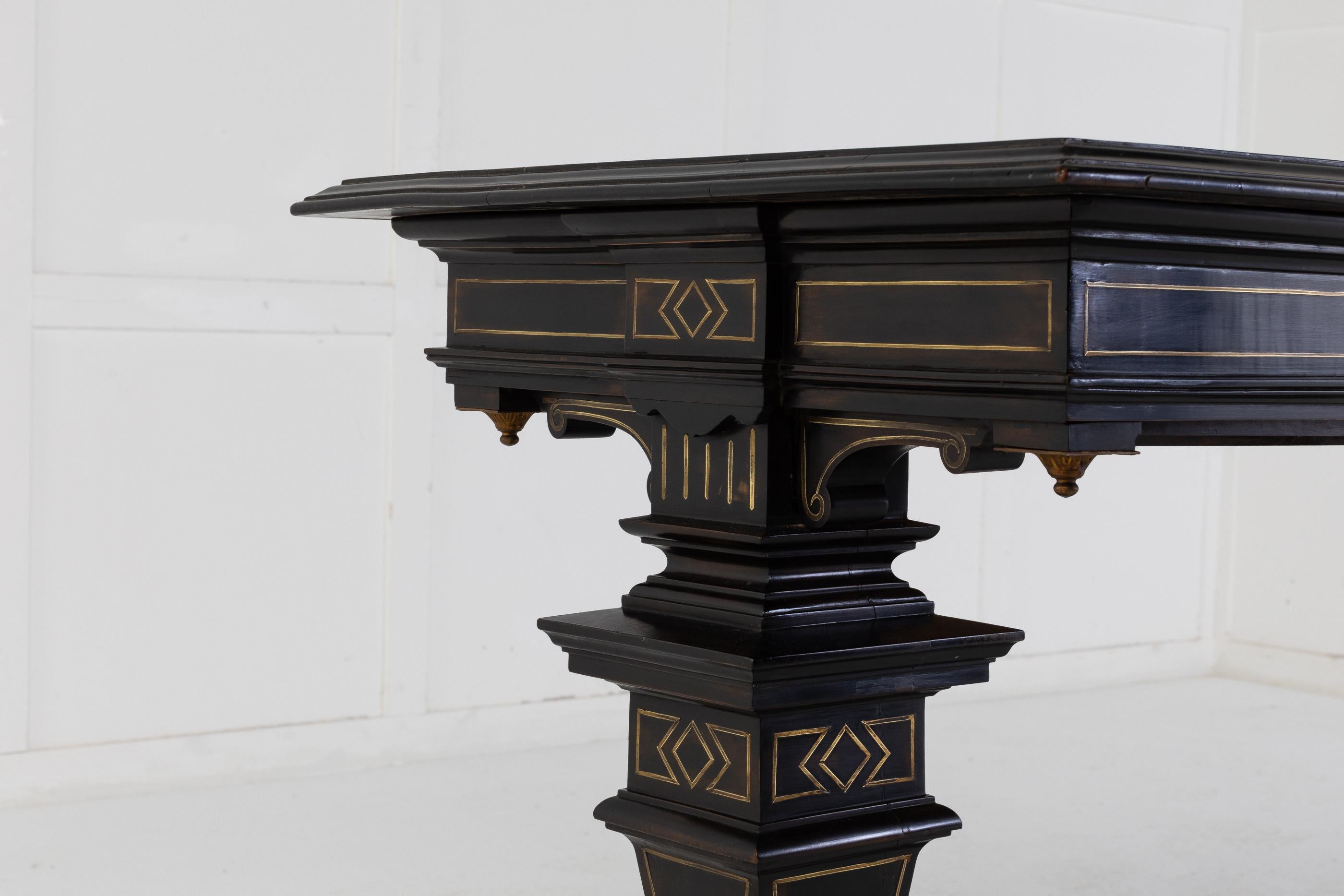 Brass 19th Century French Ebonised Side Table For Sale