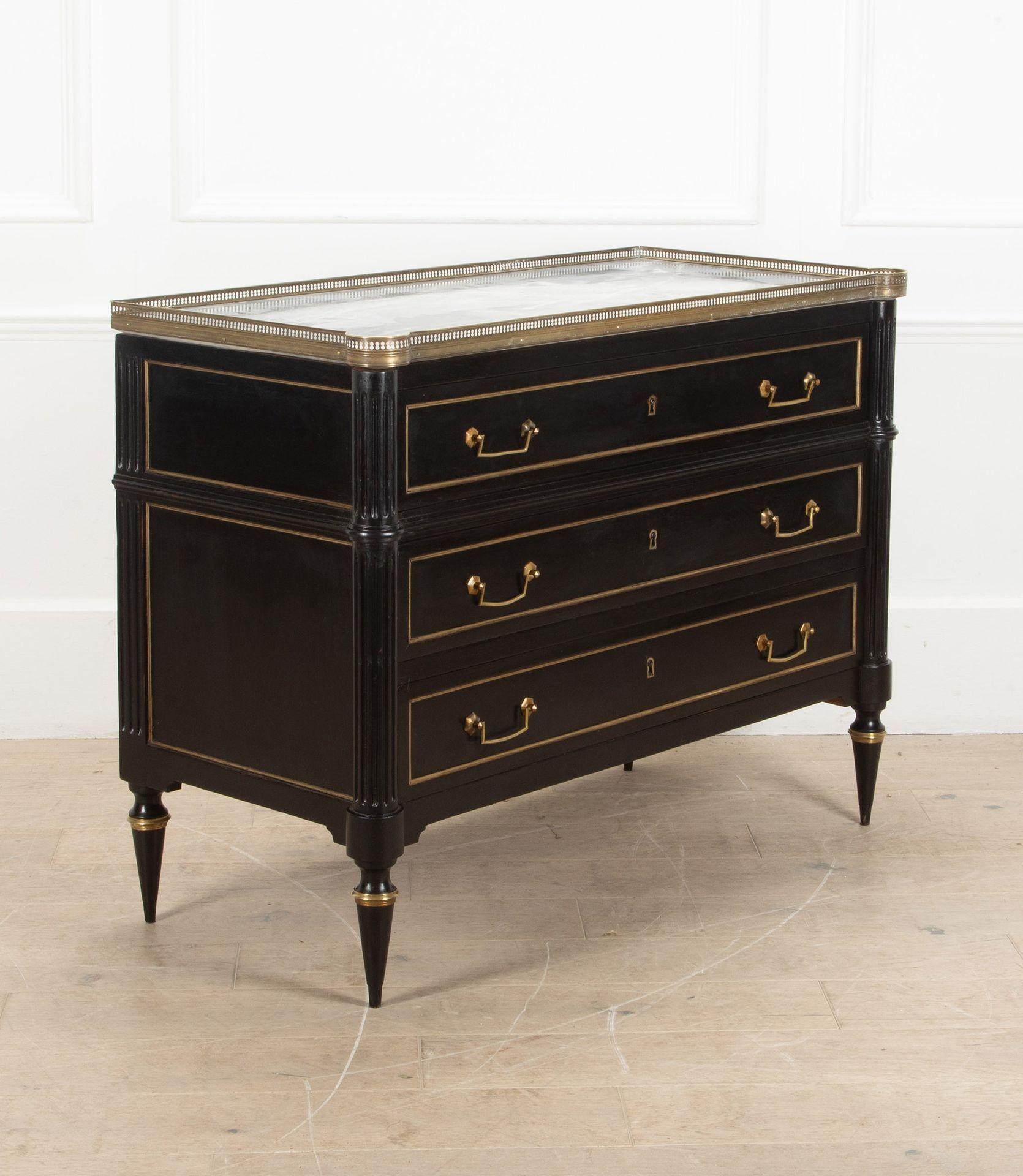 Directoire 19th Century French Ebonised Three Drawer Commode For Sale