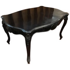 19th Century French Ebonized Dining Table with Drawers, 1890s
